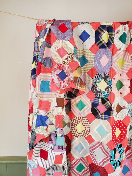 Vintage Patchwork Quilt Top, ca 1950