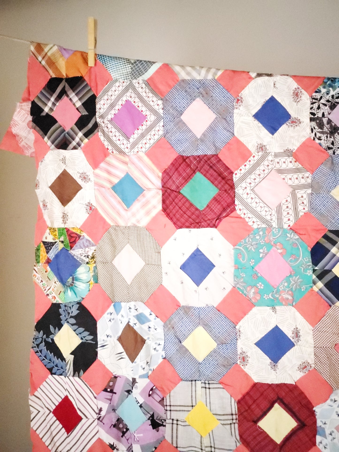 Vintage Patchwork Quilt Top, ca 1950