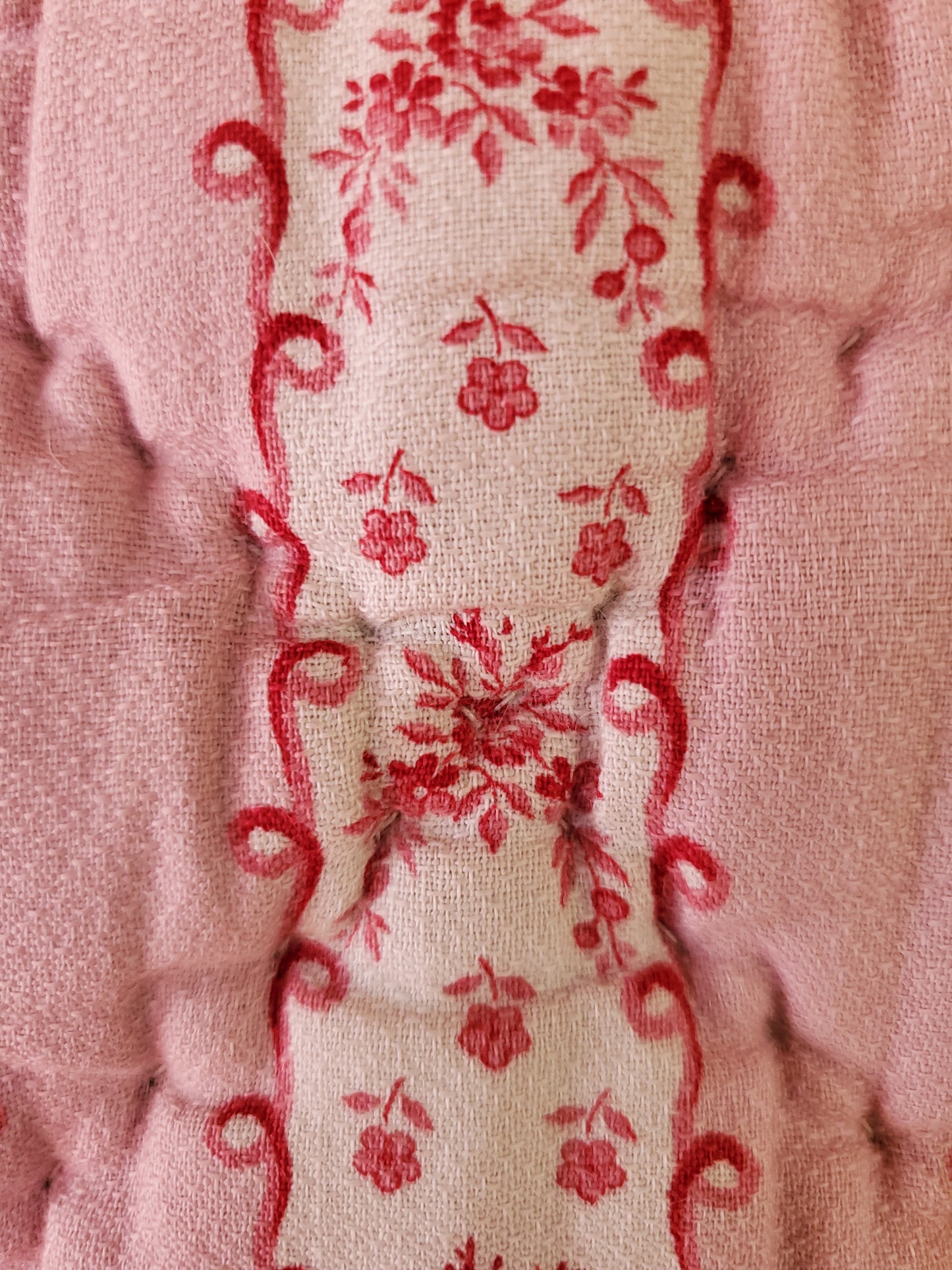 Antique Pink and Cream Provencal French Boutis Quilt