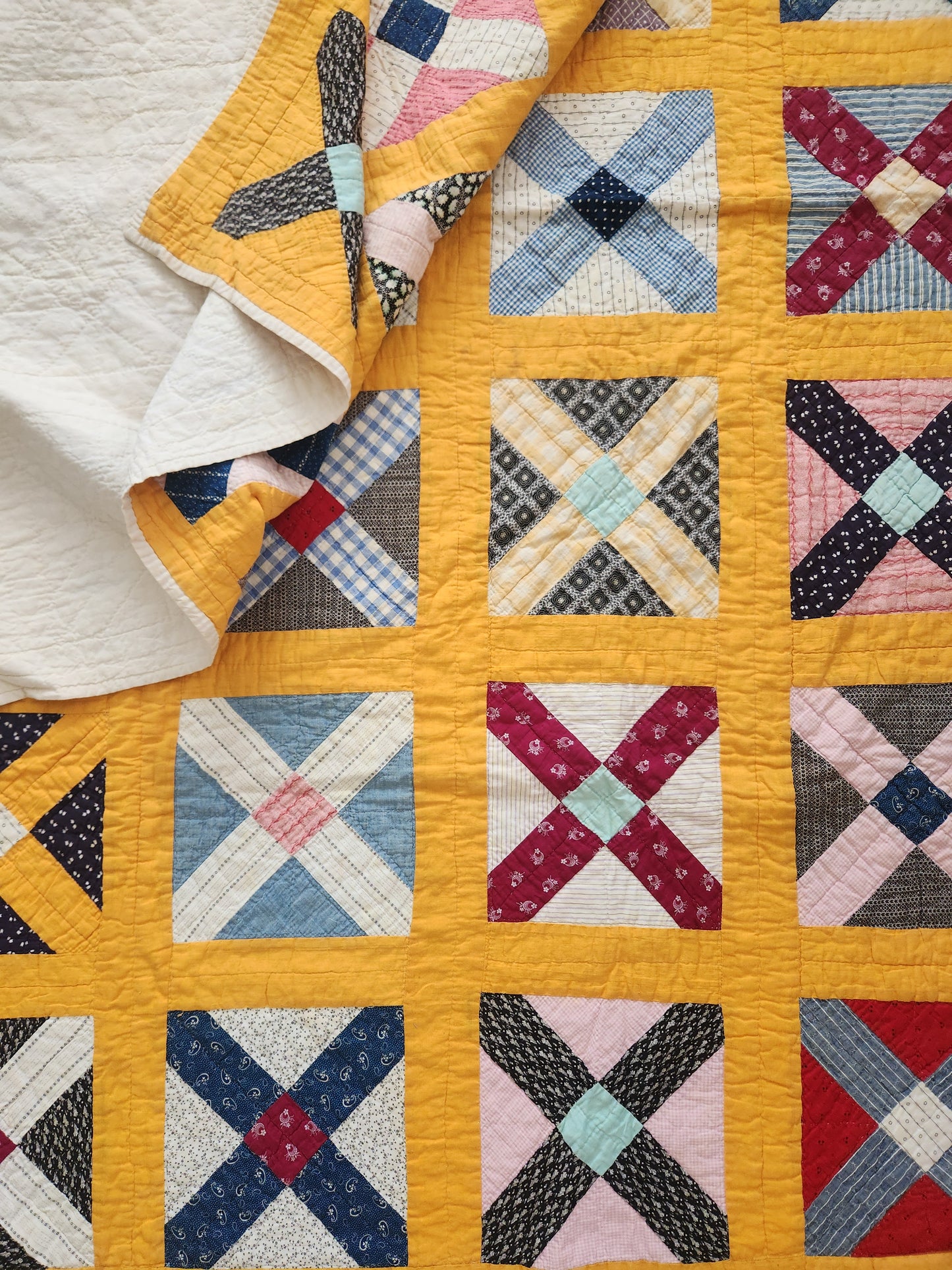 Antique Old Italian Block Quilt c1900