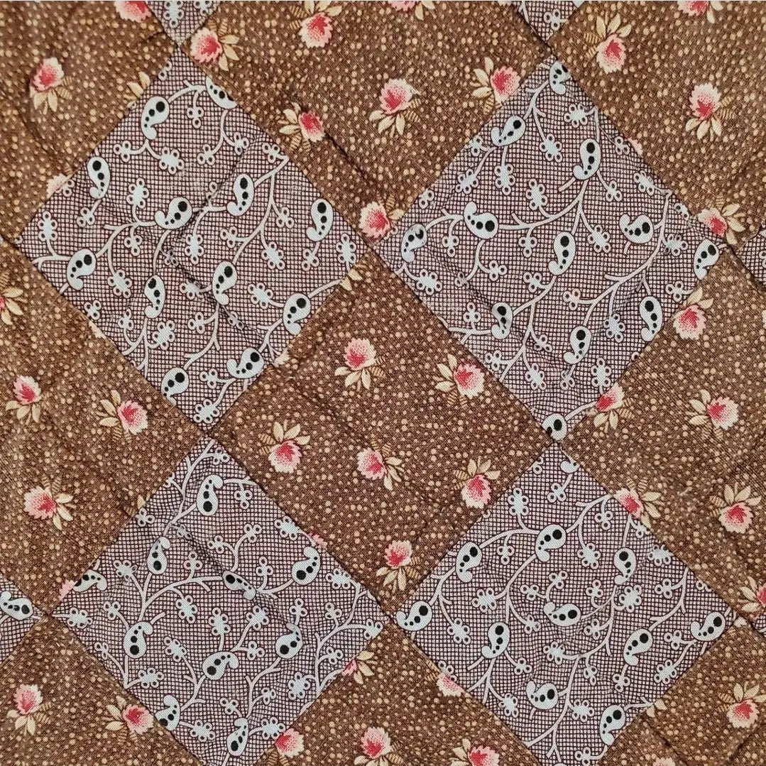 Pink & Blue Calico Antique Quilt