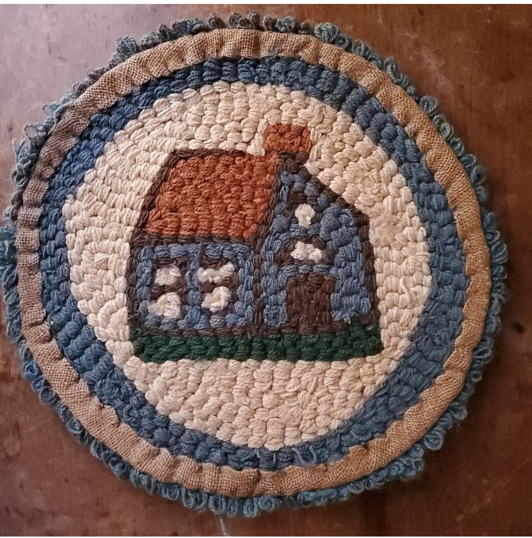 Vintage Schoolhouse Hooked Rug