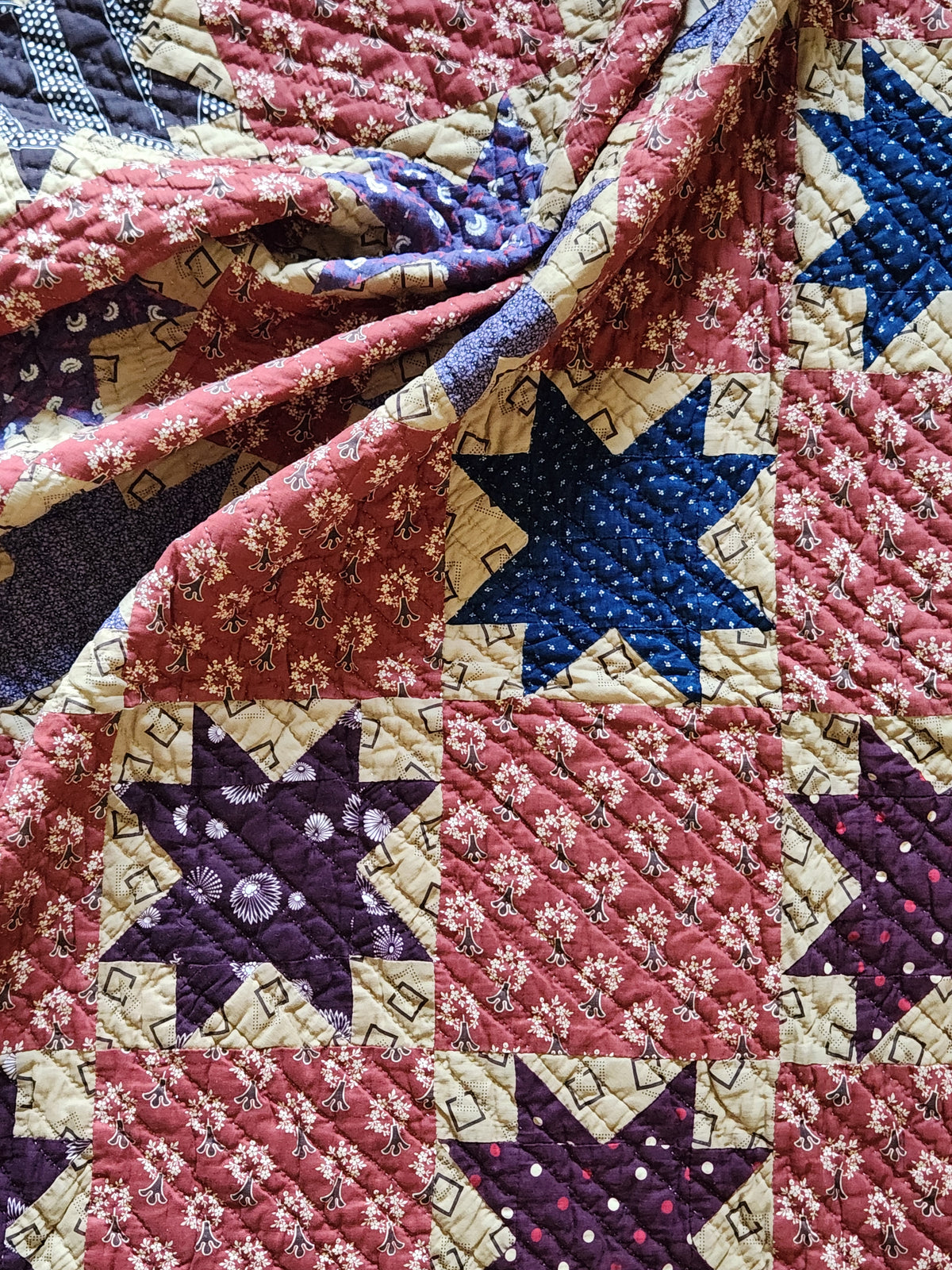 19th Century Purple Evening Star Quilt