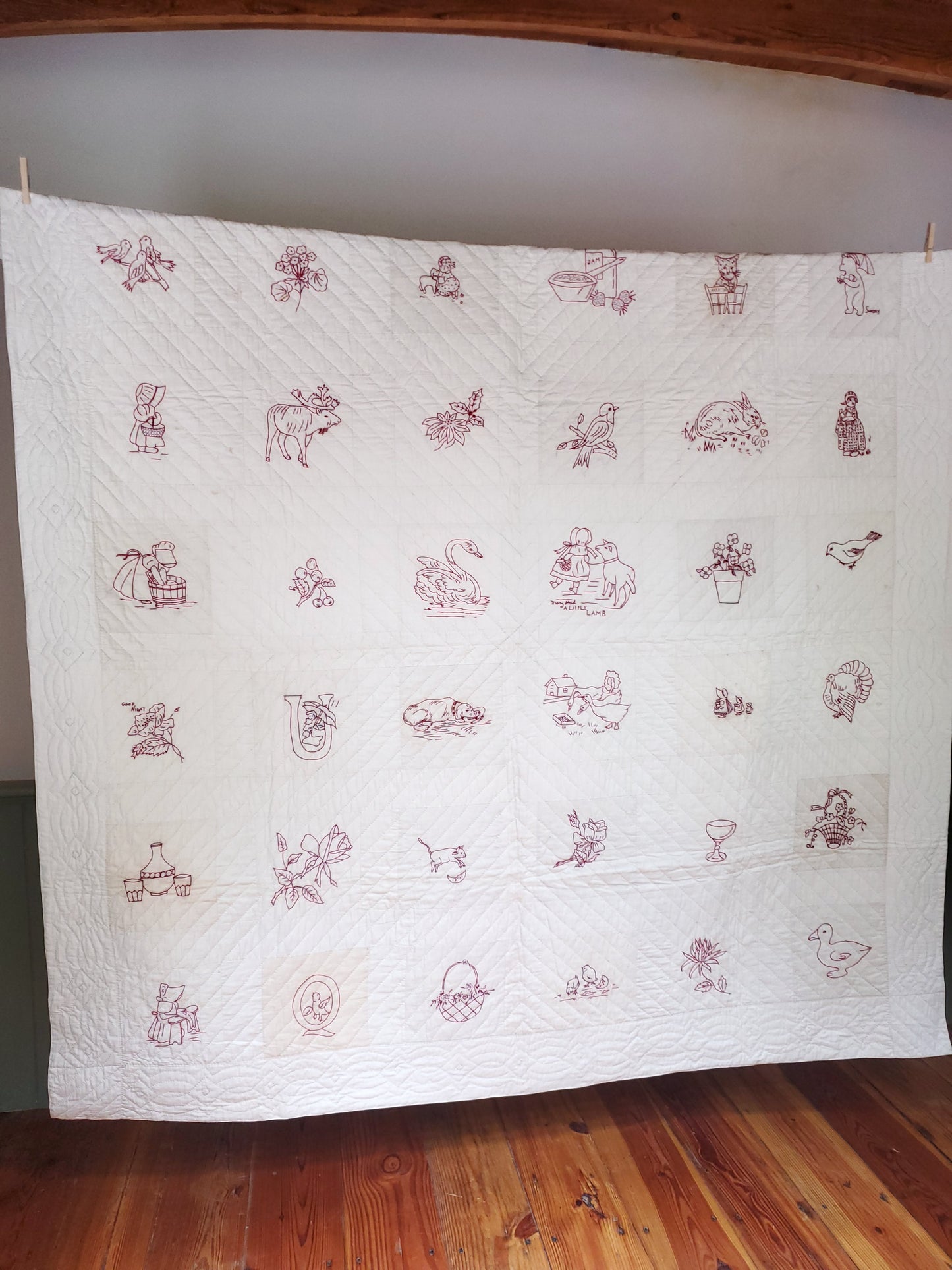Redwork Vintage Quilt ca 1930