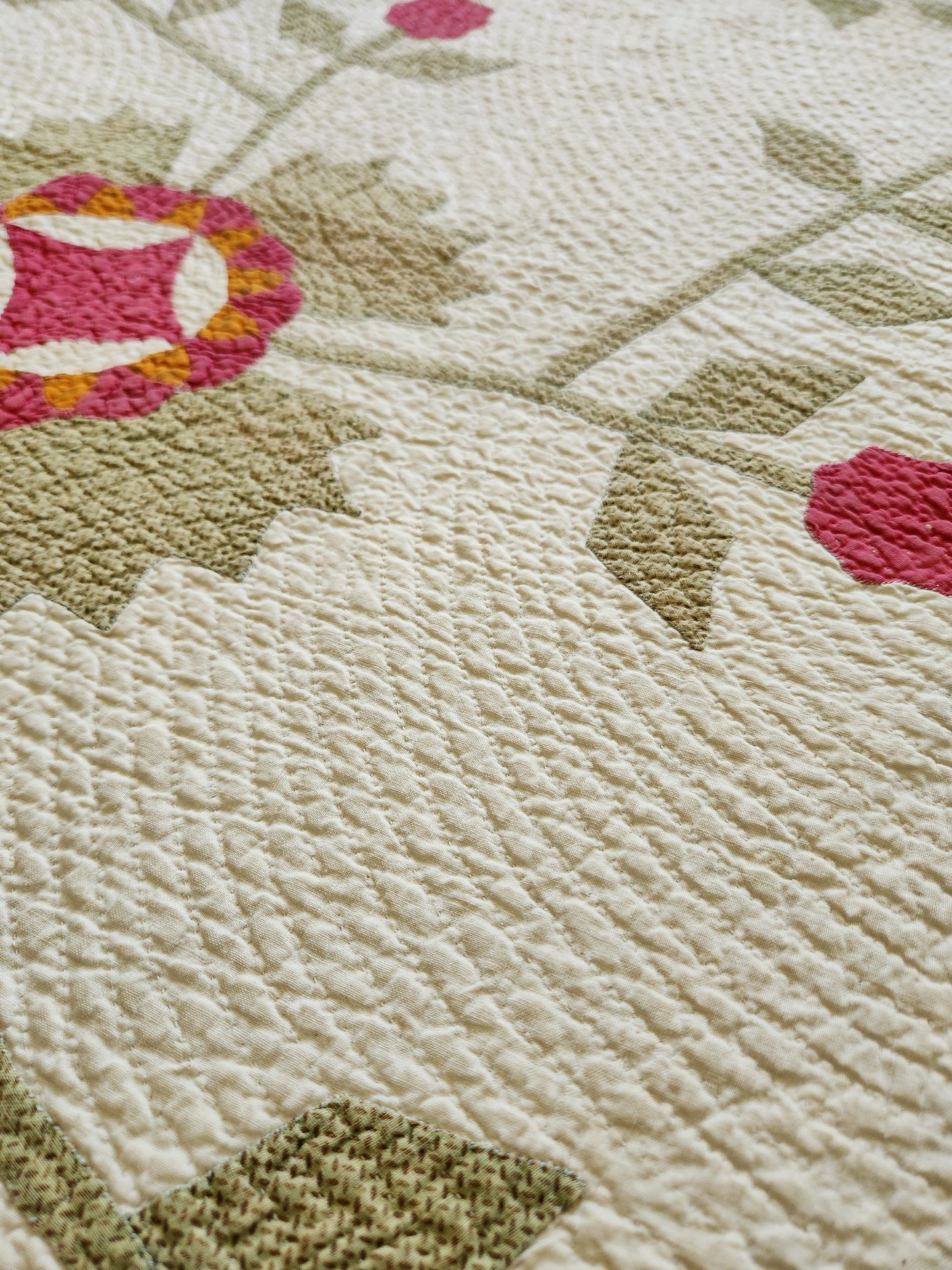 19th Century Antique Applique Whig Rose Quilt