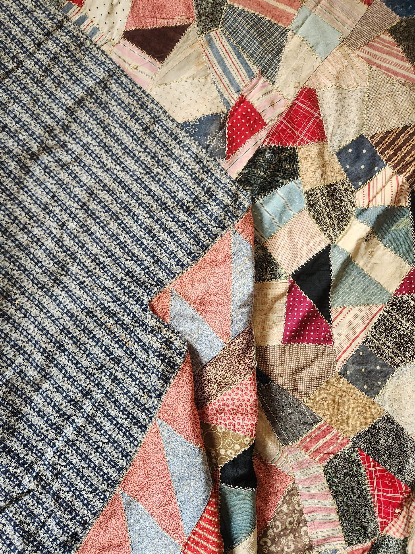 Antique Cotton Crazy Quilt c1890