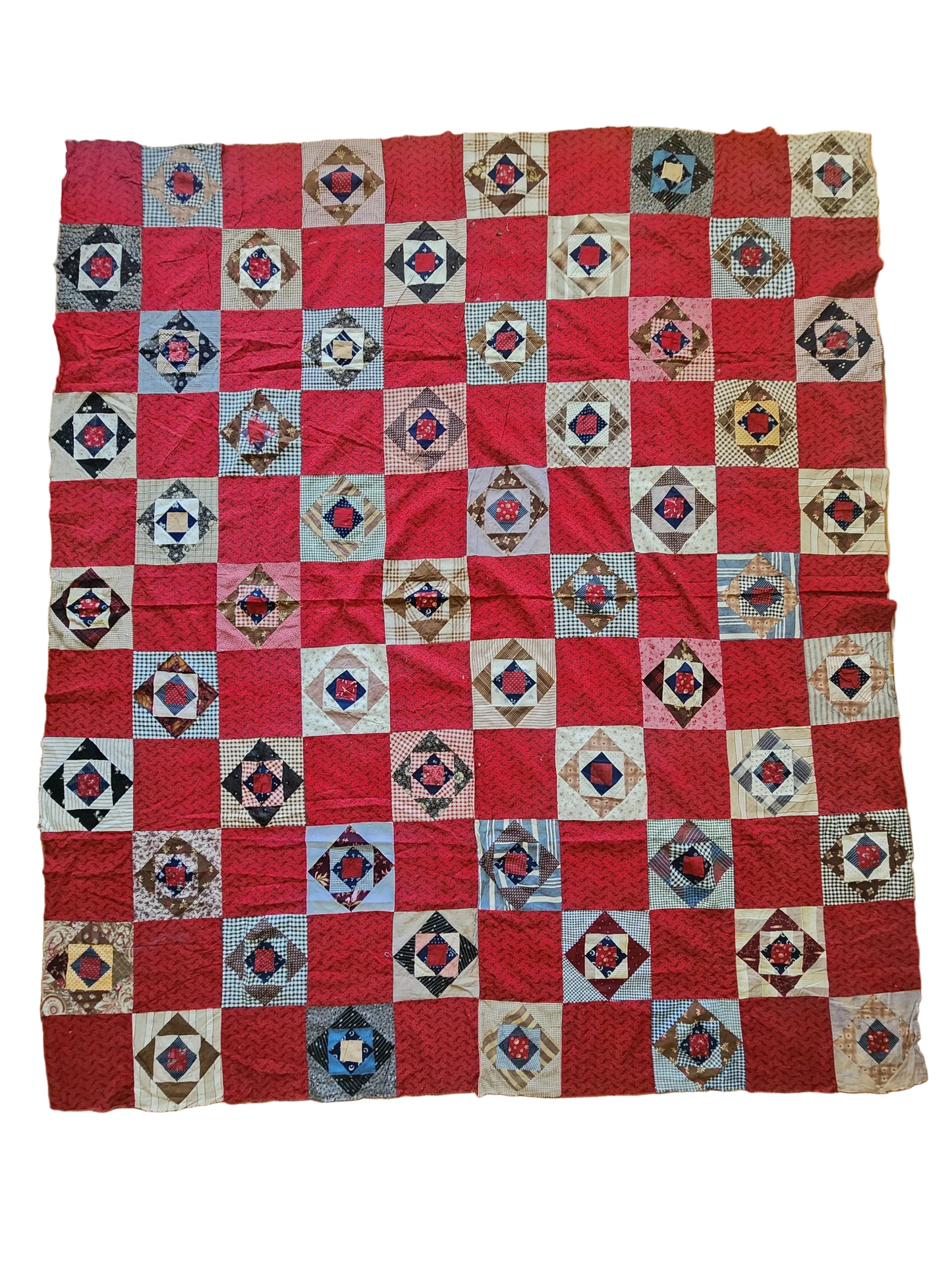 Antique Square in a Square Quilt Top c1890