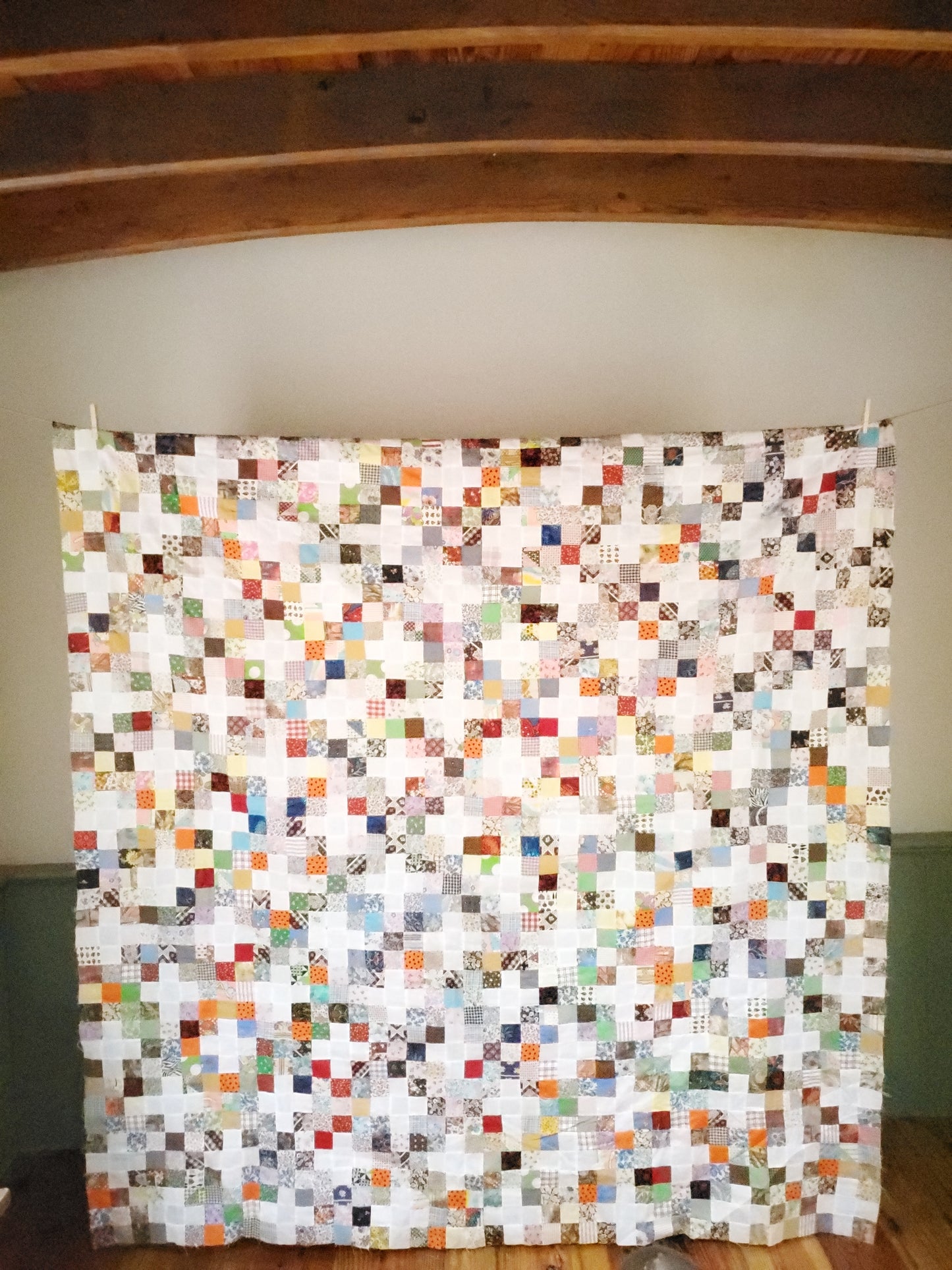 Vintage Postage Stamp Quilt Top, ca 1990s