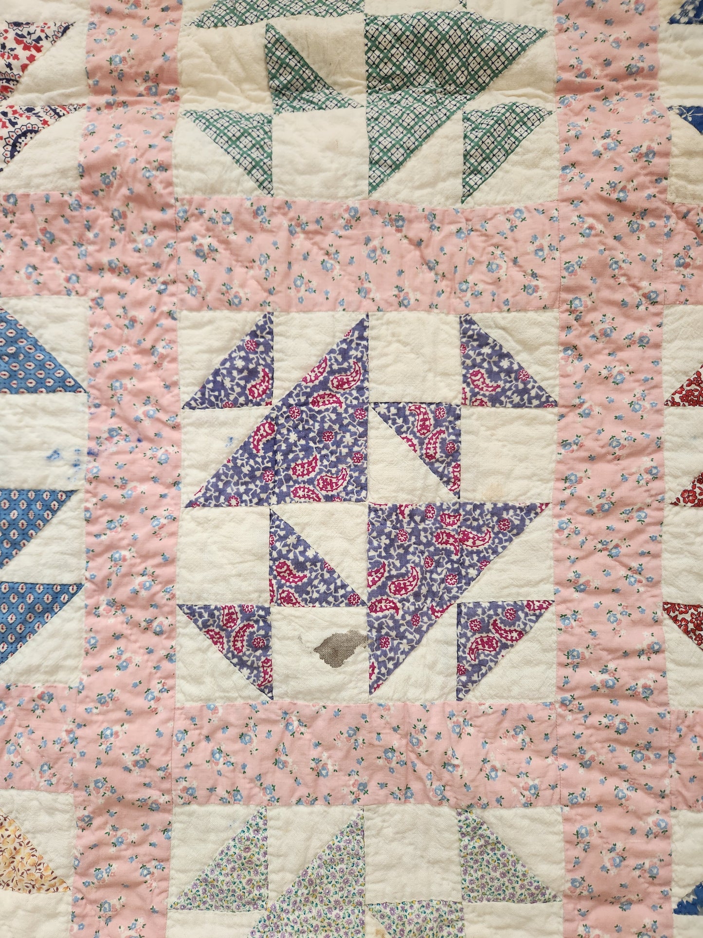 Vintage Feed Sack Patchwork Quilt c1940