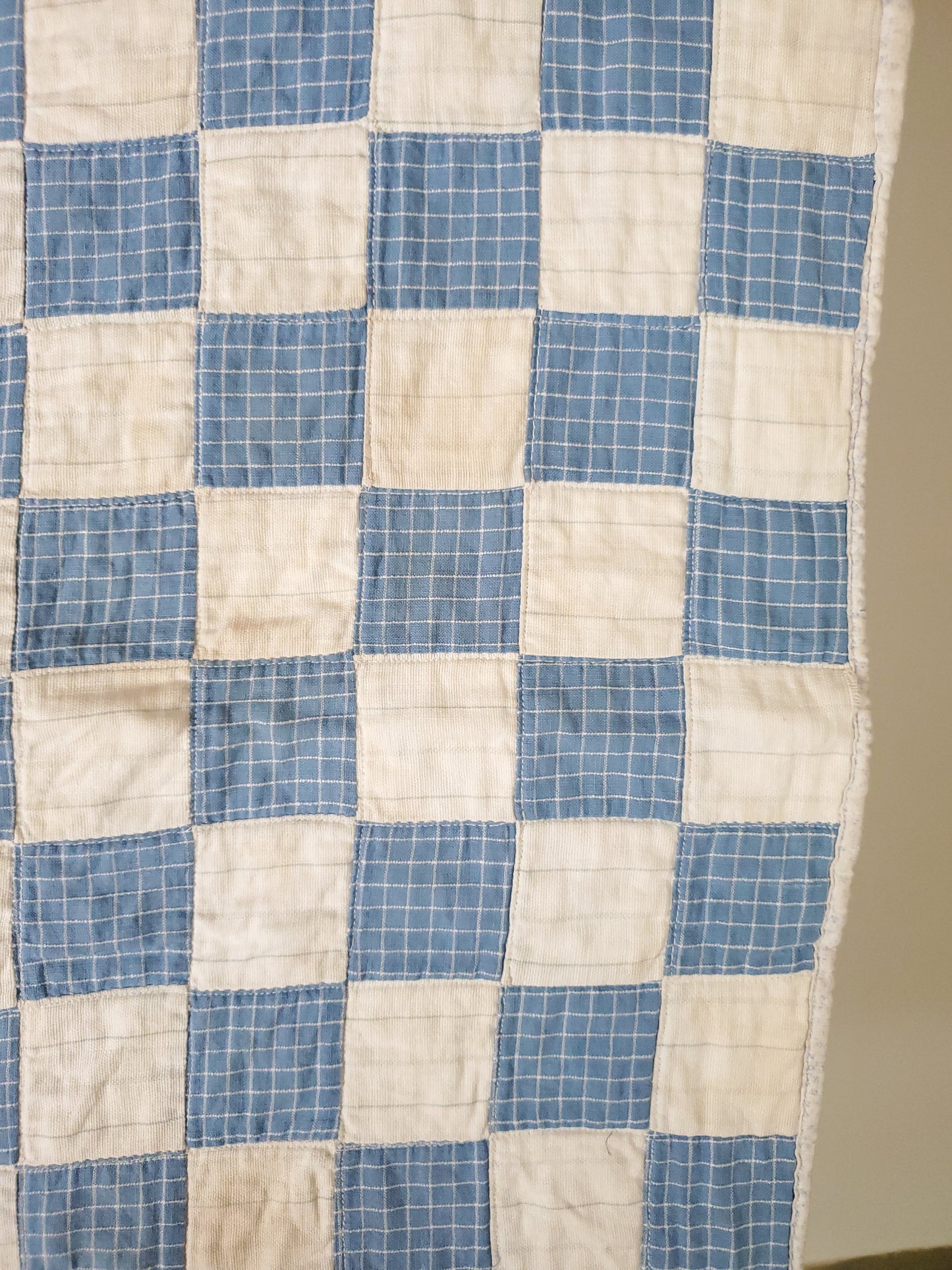 Blue & White Antique Patchwork Crib Quilt