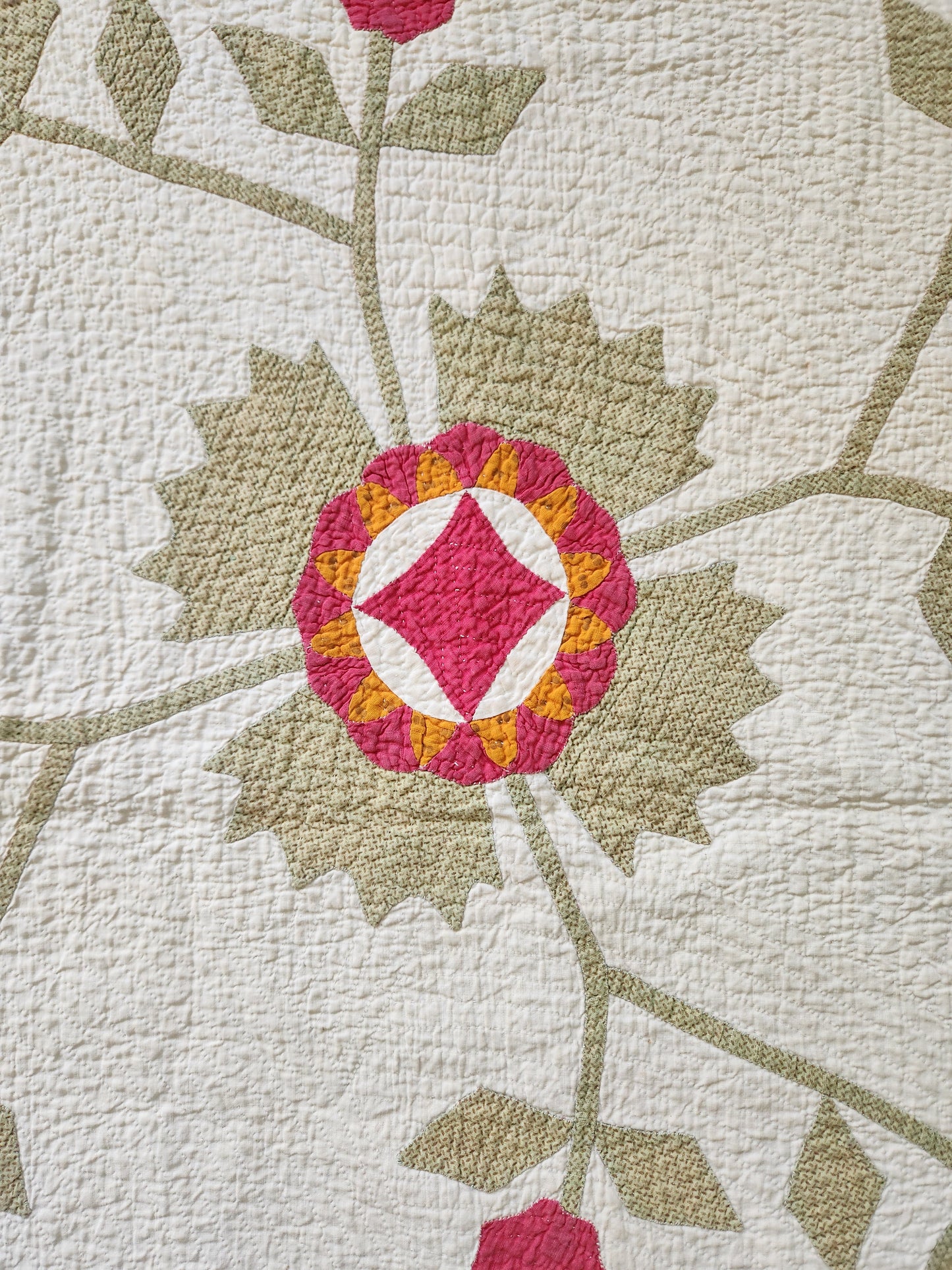 19th Century Antique Applique Whig Rose Quilt