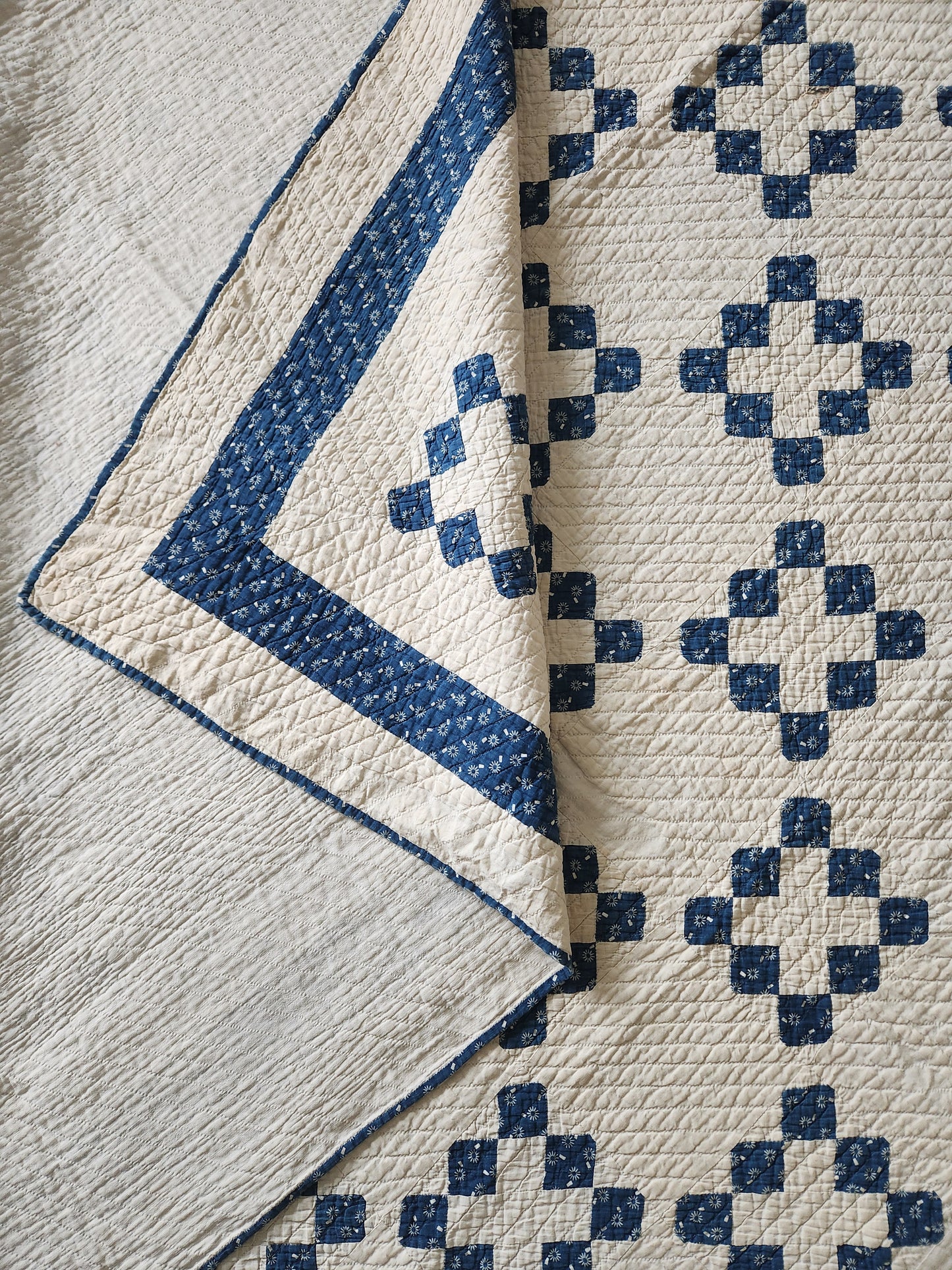 Antique 19th Century Indigo & White Patchwork Quilt