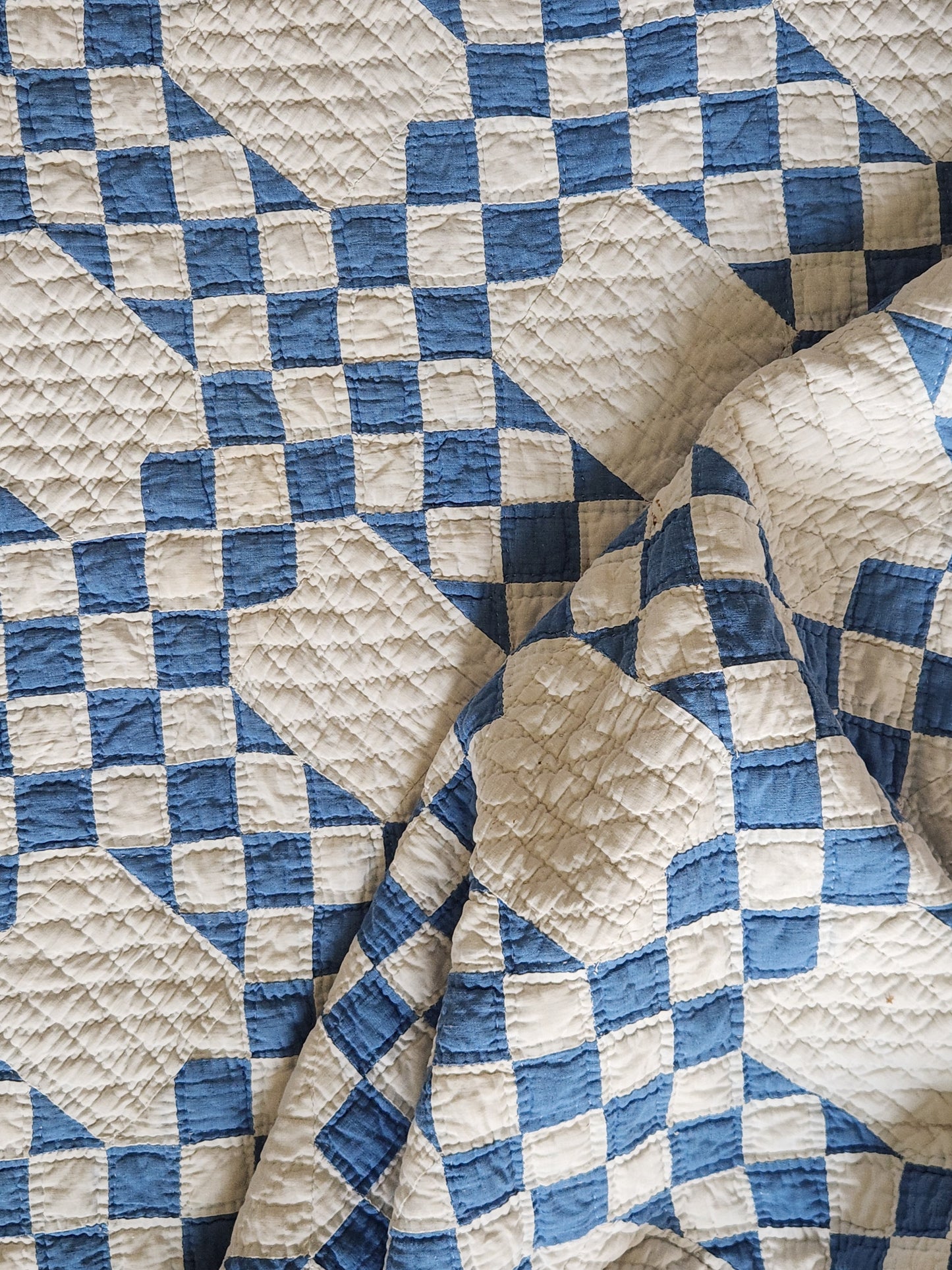 Antique Blue & White Triple Irish Chain Quilt