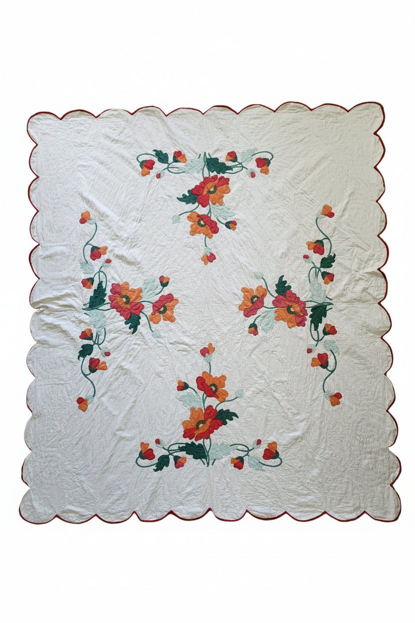 Vintage Poppy Applique Quilt