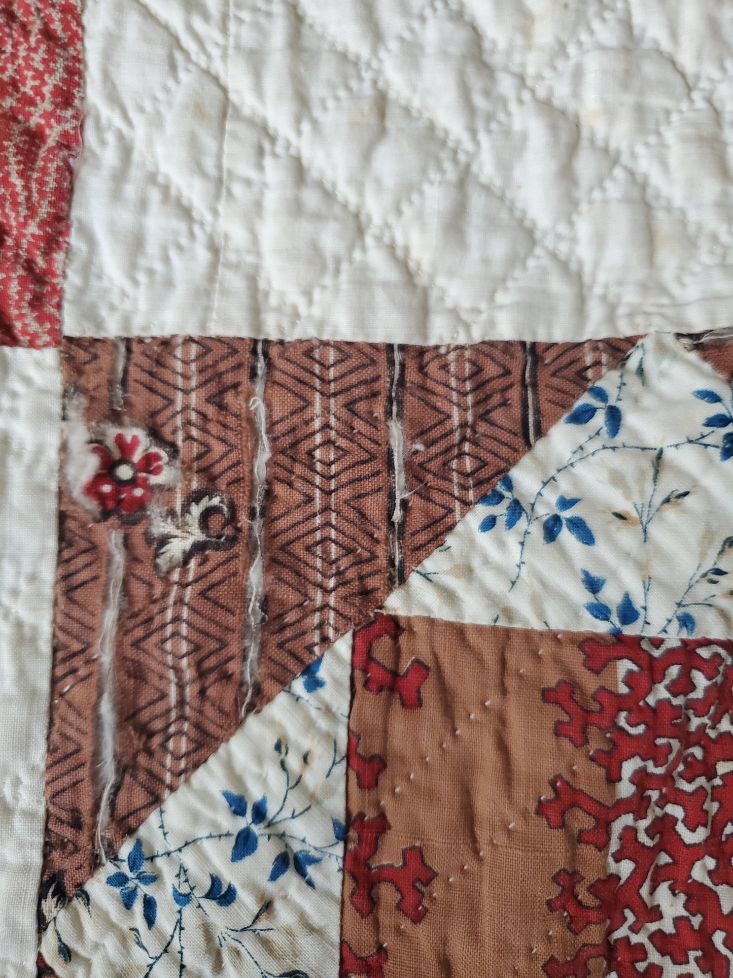 19th Century Square in a Square Antique Quilt