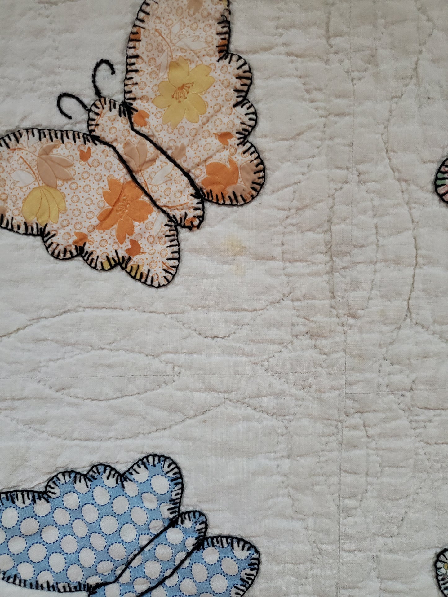 Vintage Sack Cloth Butterfly Quilt, ca 1930