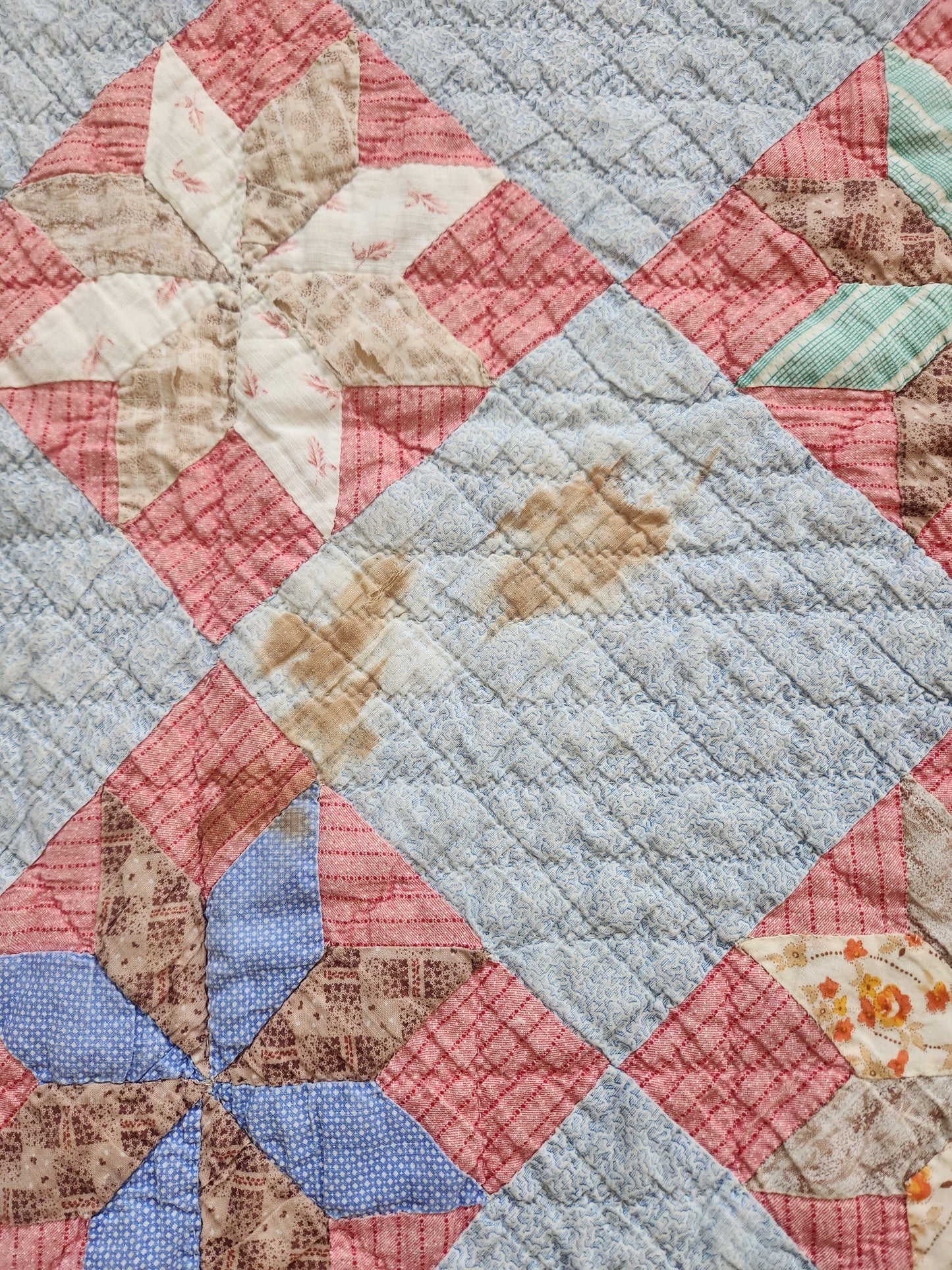 Antique Eight Point Star Patchwork Quilt c1880