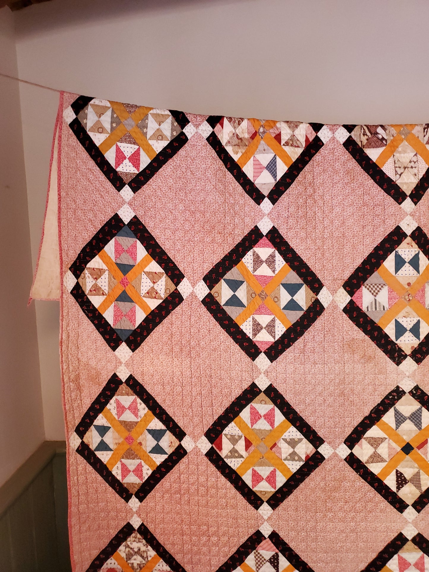 Black and Cheddar Antique Quilt