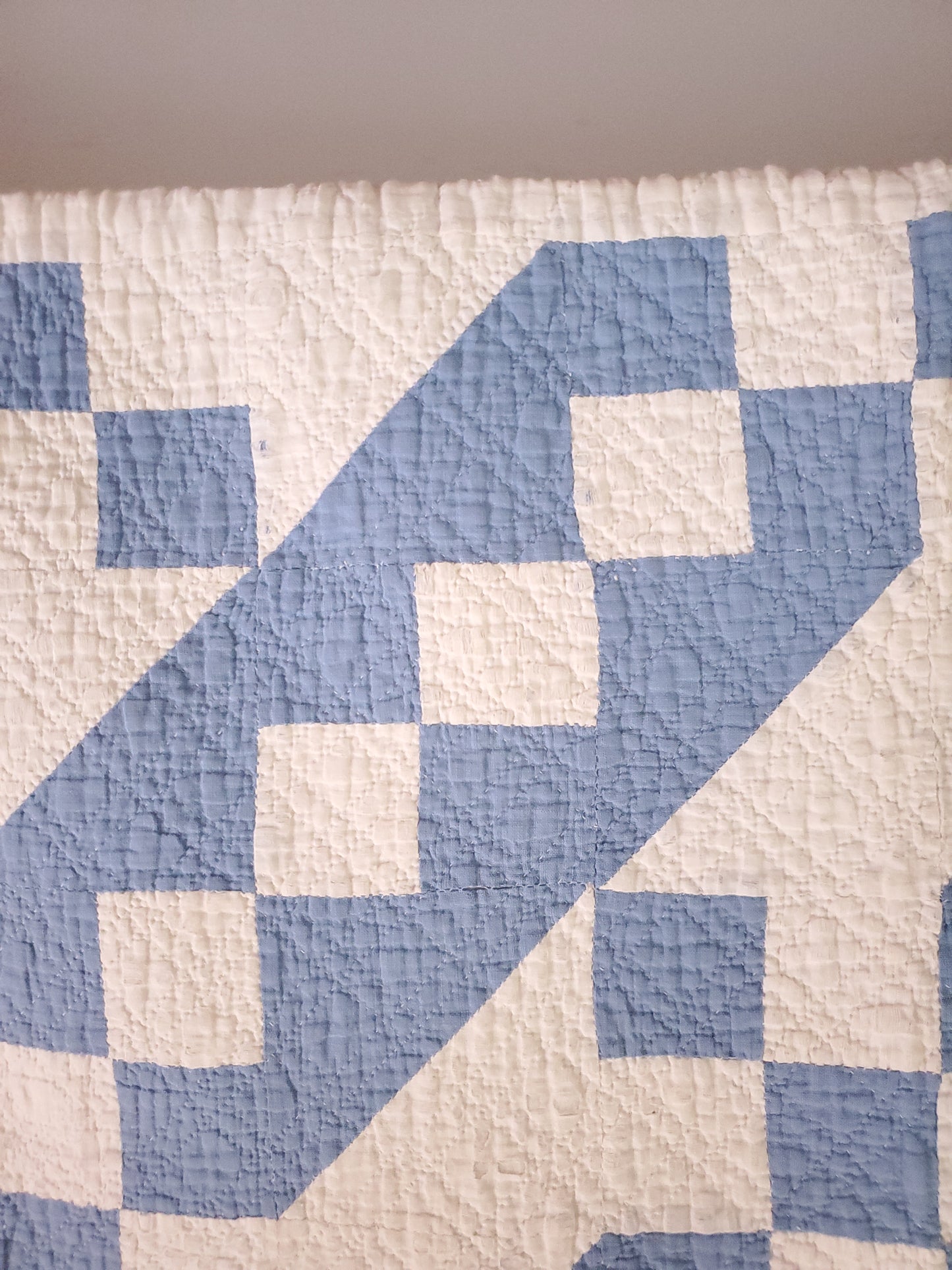 Blue and White Jacob's Ladder Antique Quilt