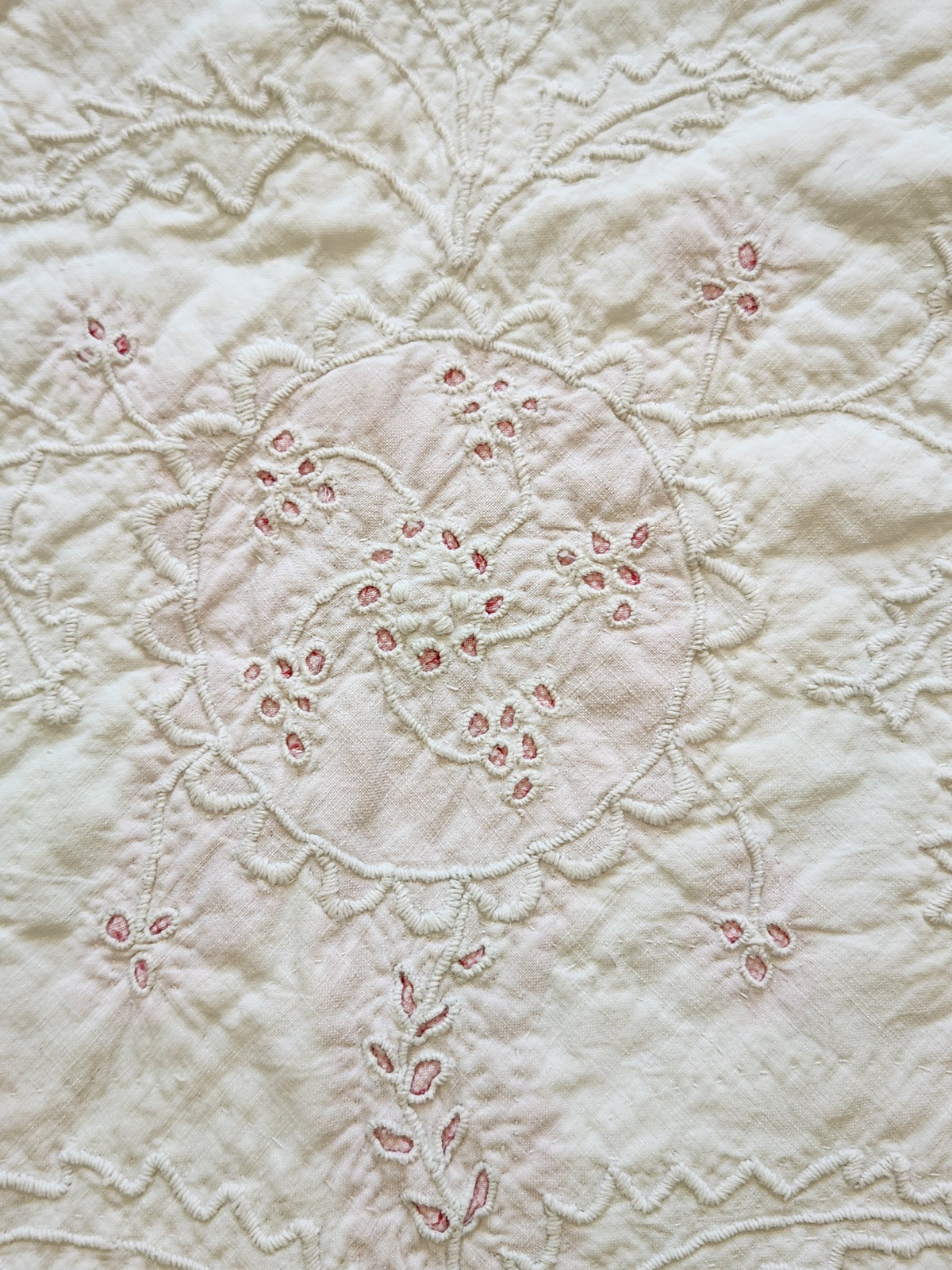 Antique Pink & White Flying Geese Quilt
