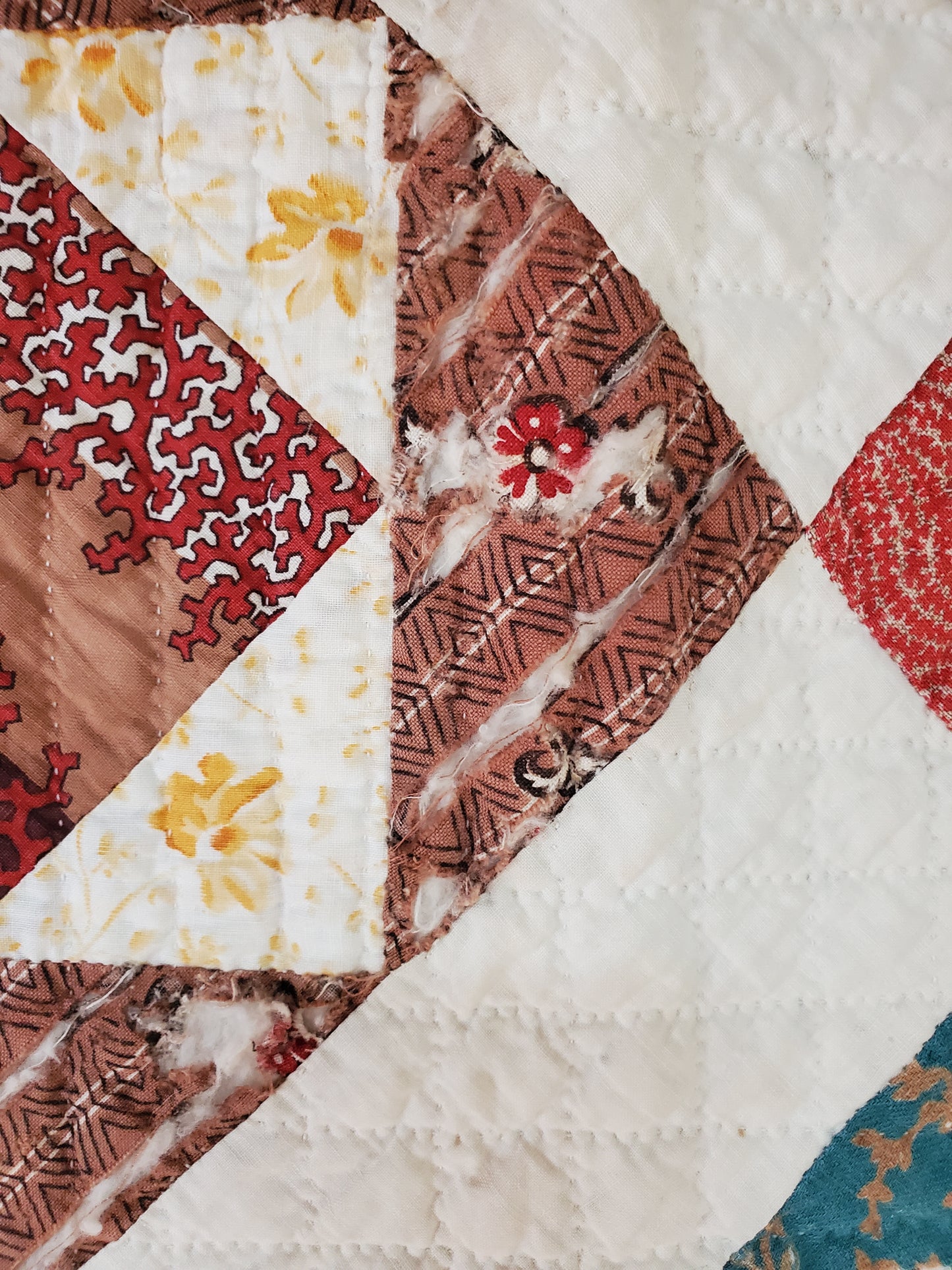 19th Century Square in a Square Antique Quilt