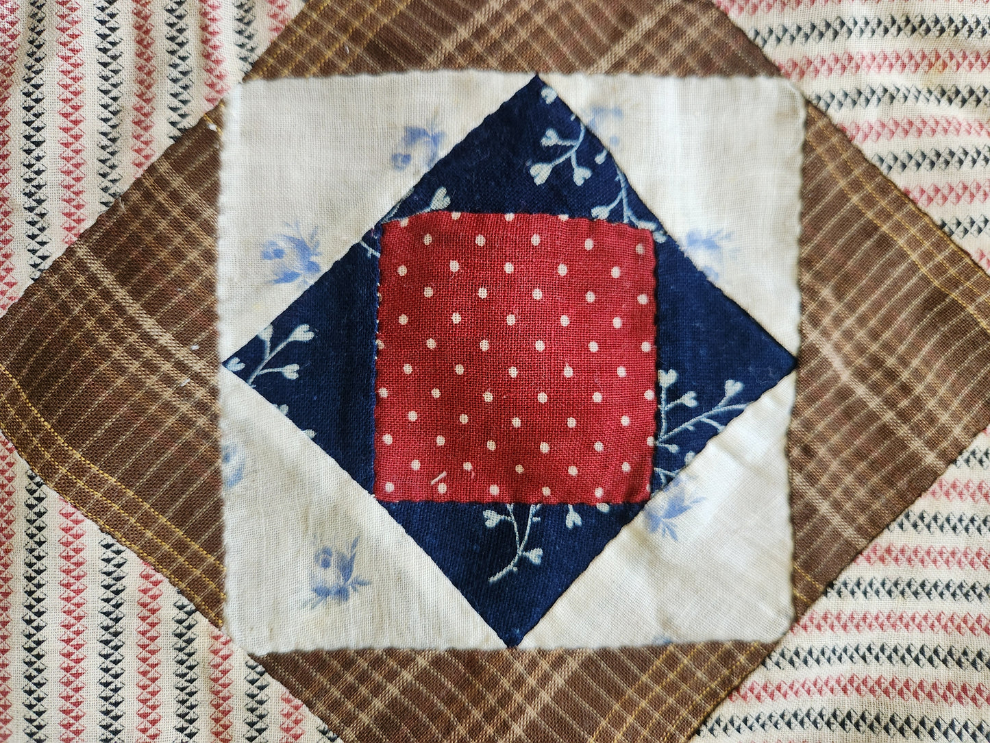 Antique Square in a Square Quilt Top c1890