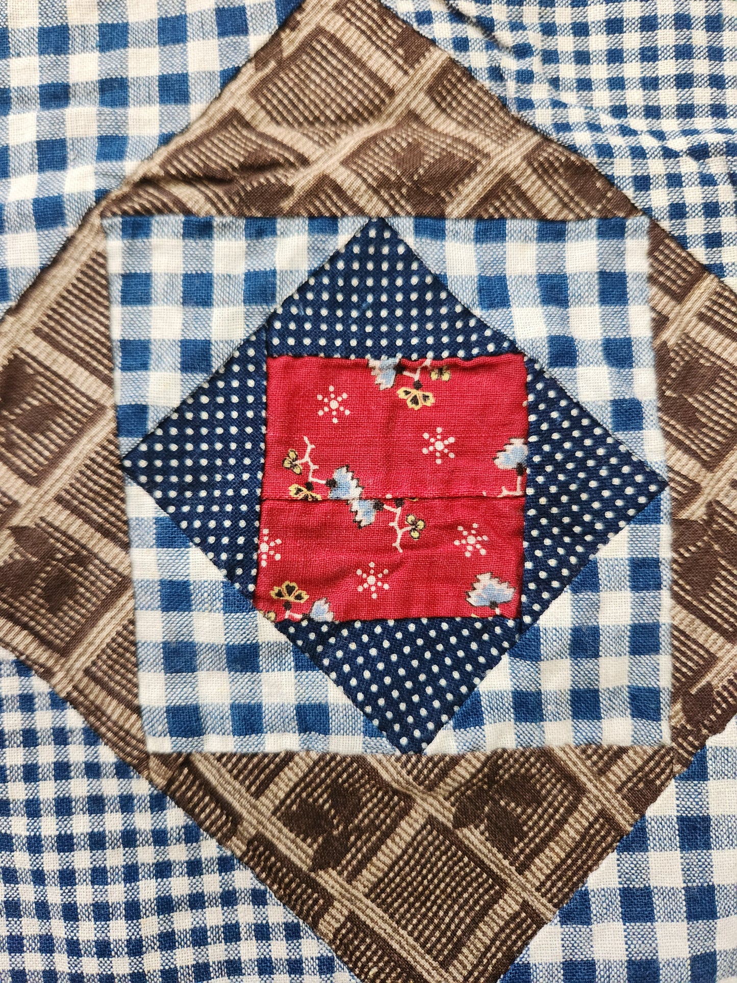 Antique Square in a Square Quilt Top c1890