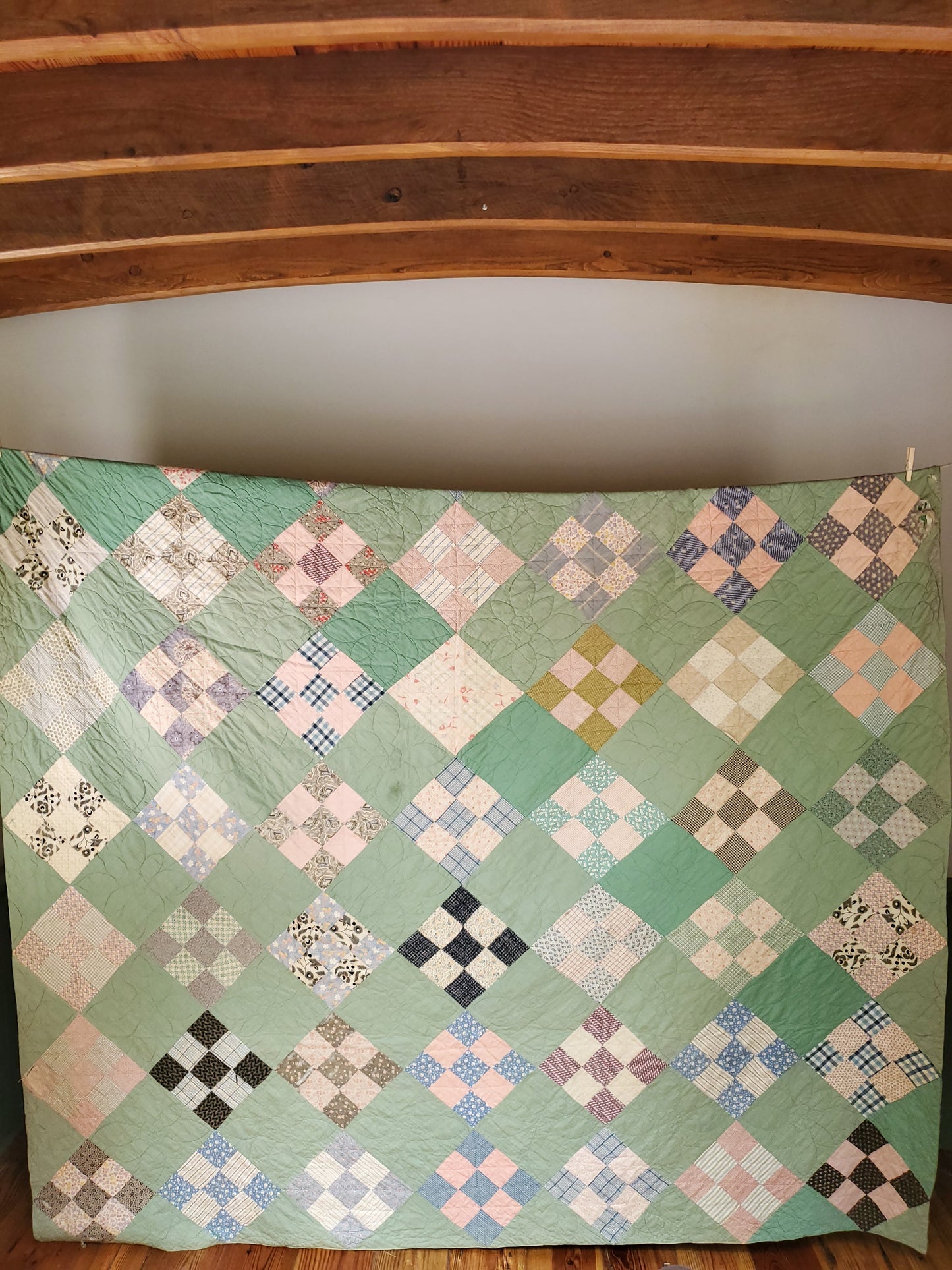 Vintage 9 Patch Quilt ca 1930