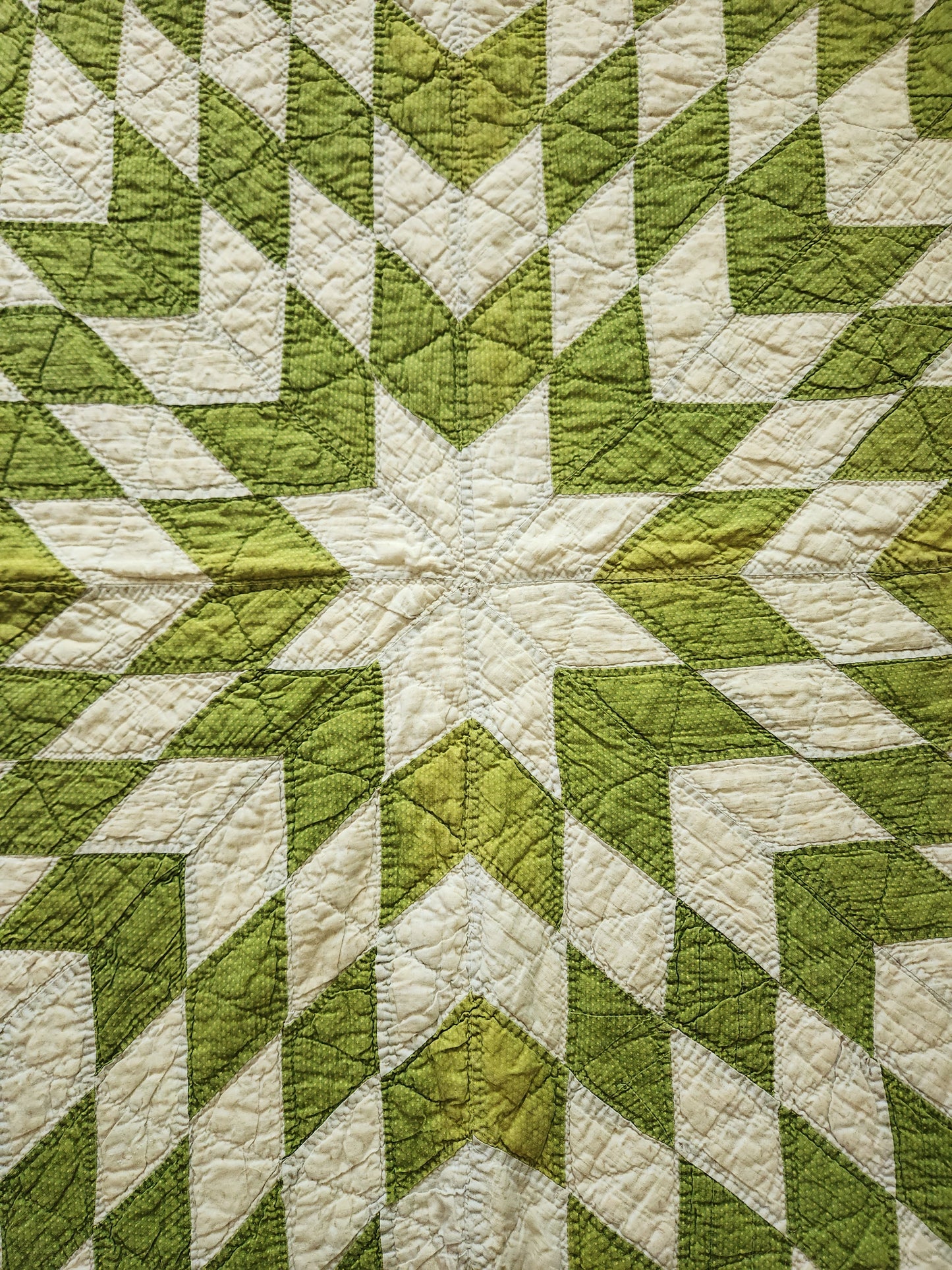 Antique Green and Orange Mathematical Star Quilt