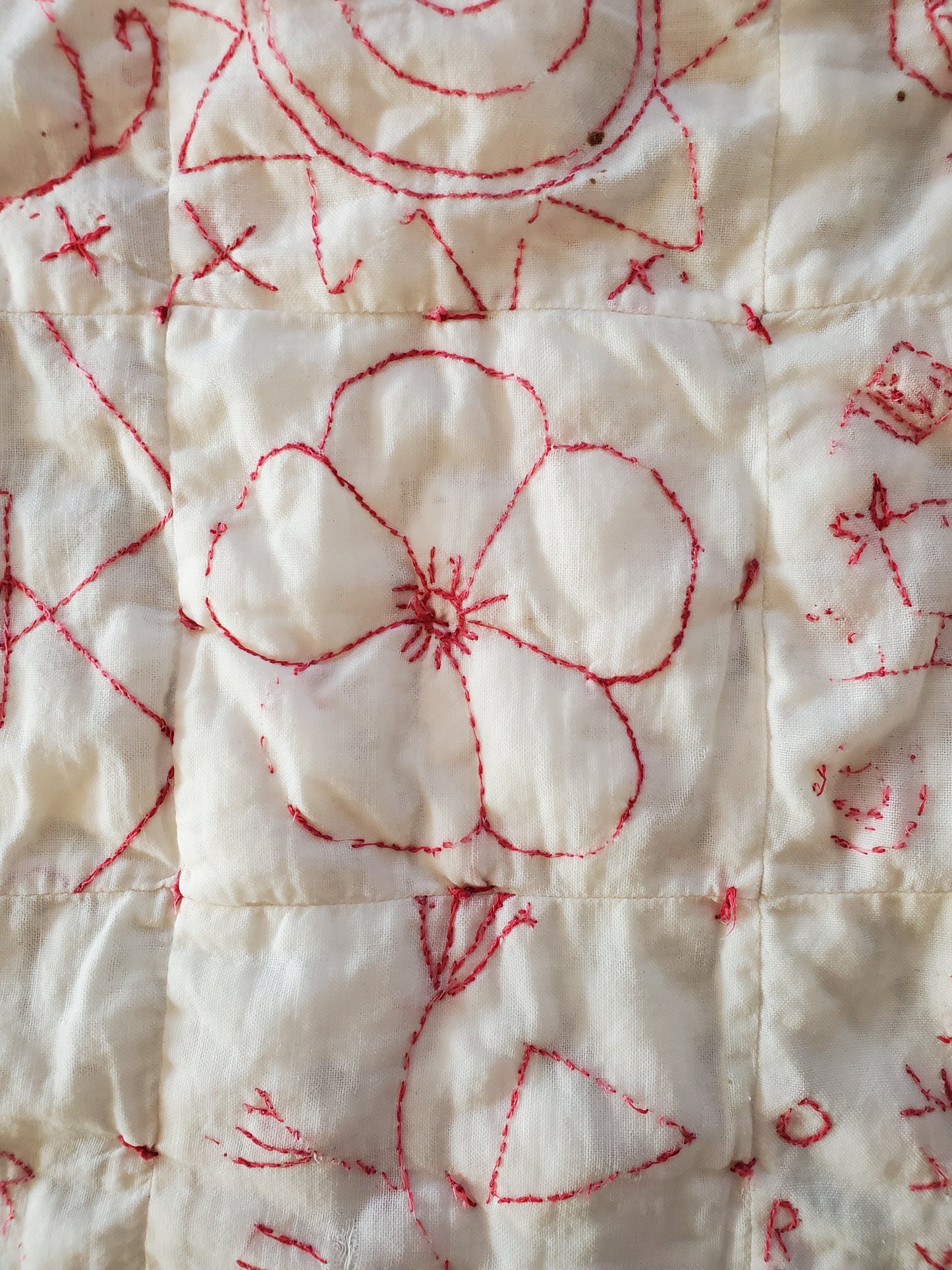 Antique Redwork Doll's Quilt