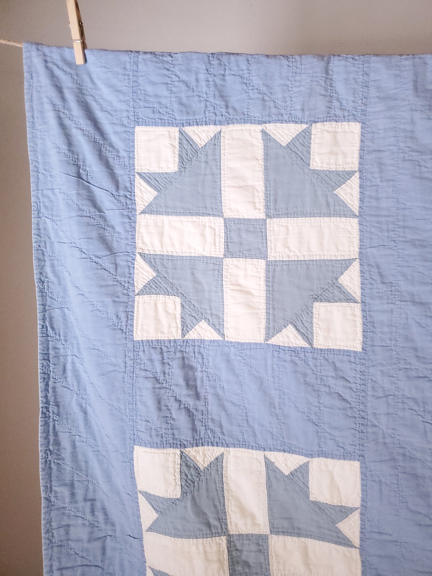 Blue and White Vintage Goose Tracks Quilt