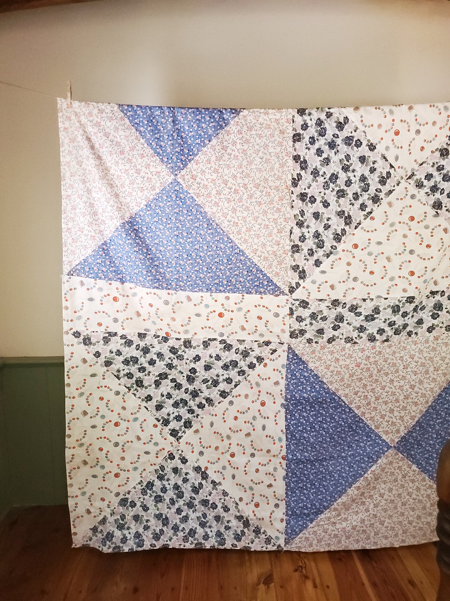 Fabulous Feed Sack Quilt Top, ca 1950