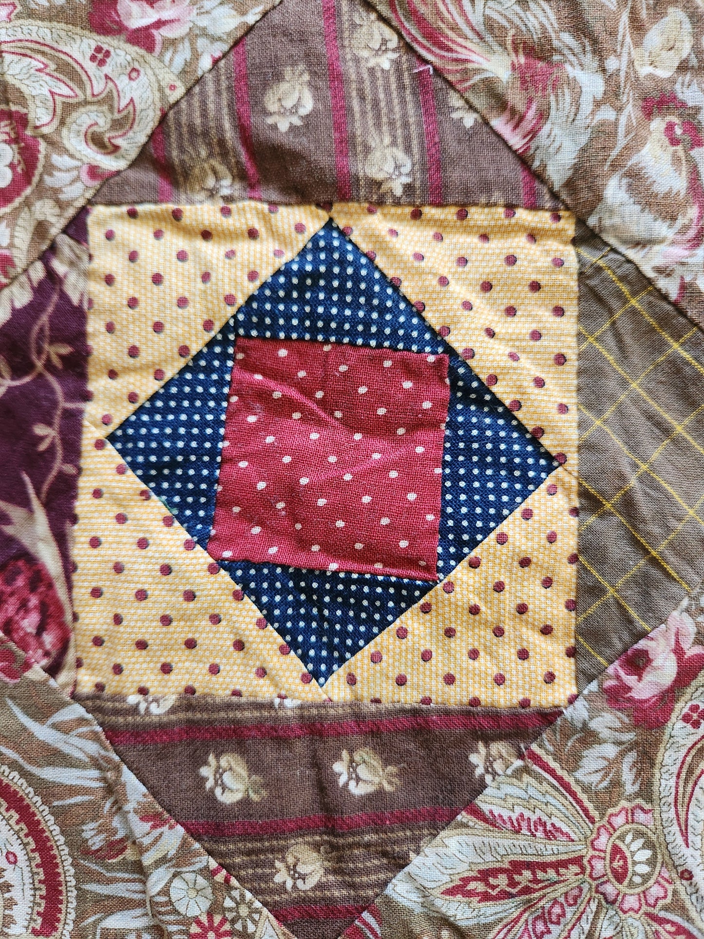 Antique Square in a Square Quilt Top c1890