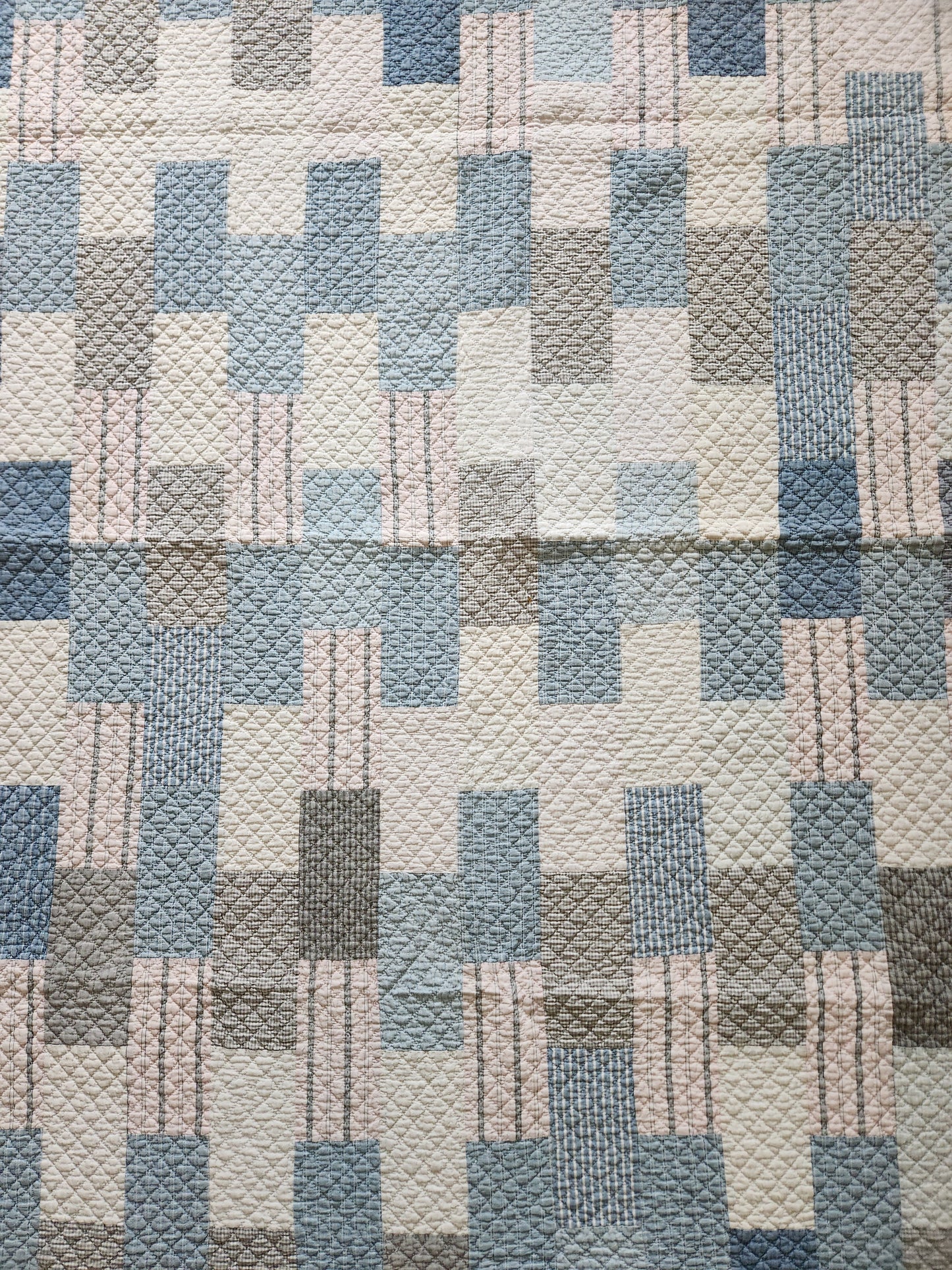 Antique Brickwork Shirting Quilt c1920