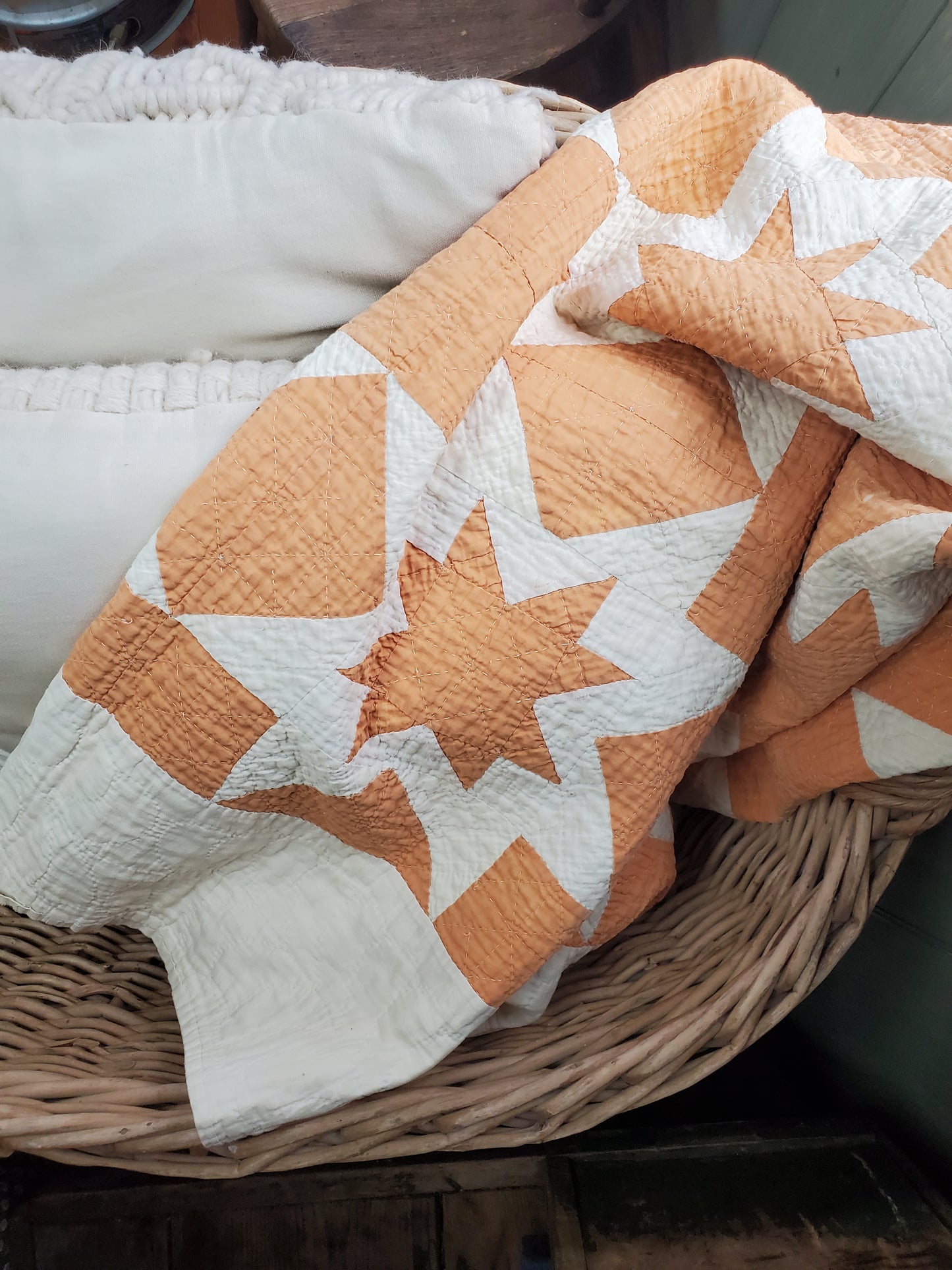 Peachy Star Vintage Quilt