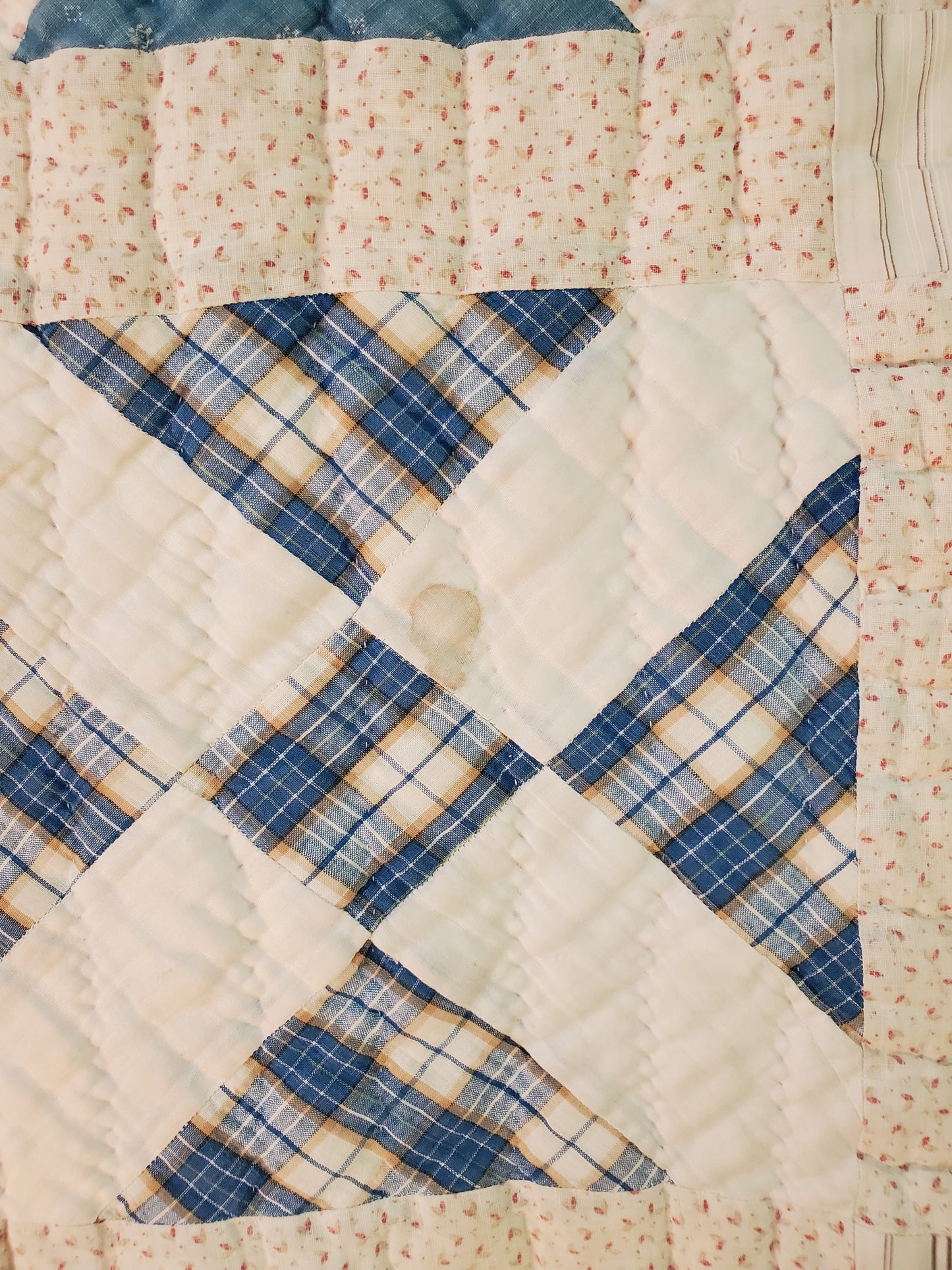 Blue & White Patchwork Quilt, ca 1920