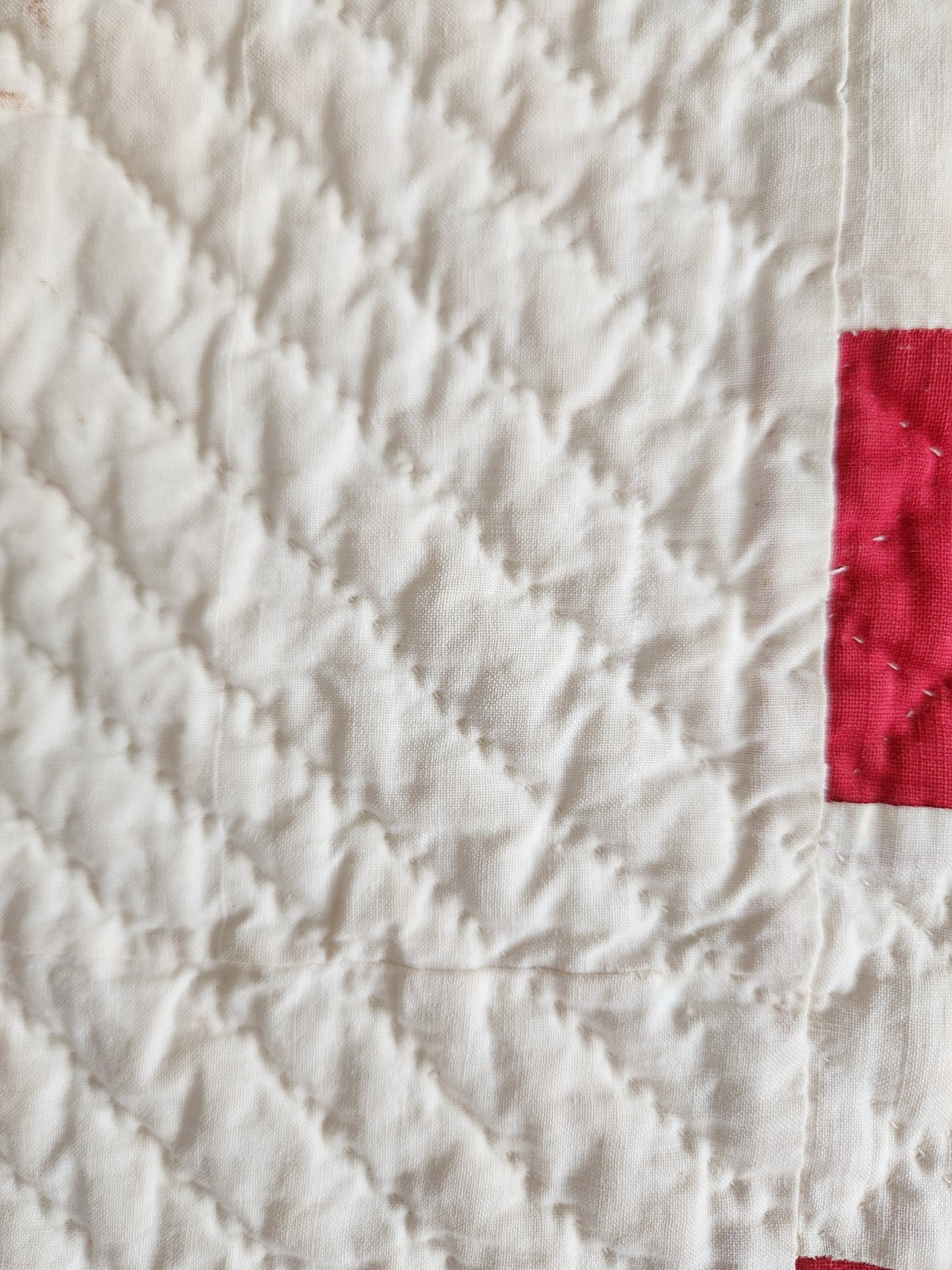 Red & White Antique Double Irish Chain Quilt c1900