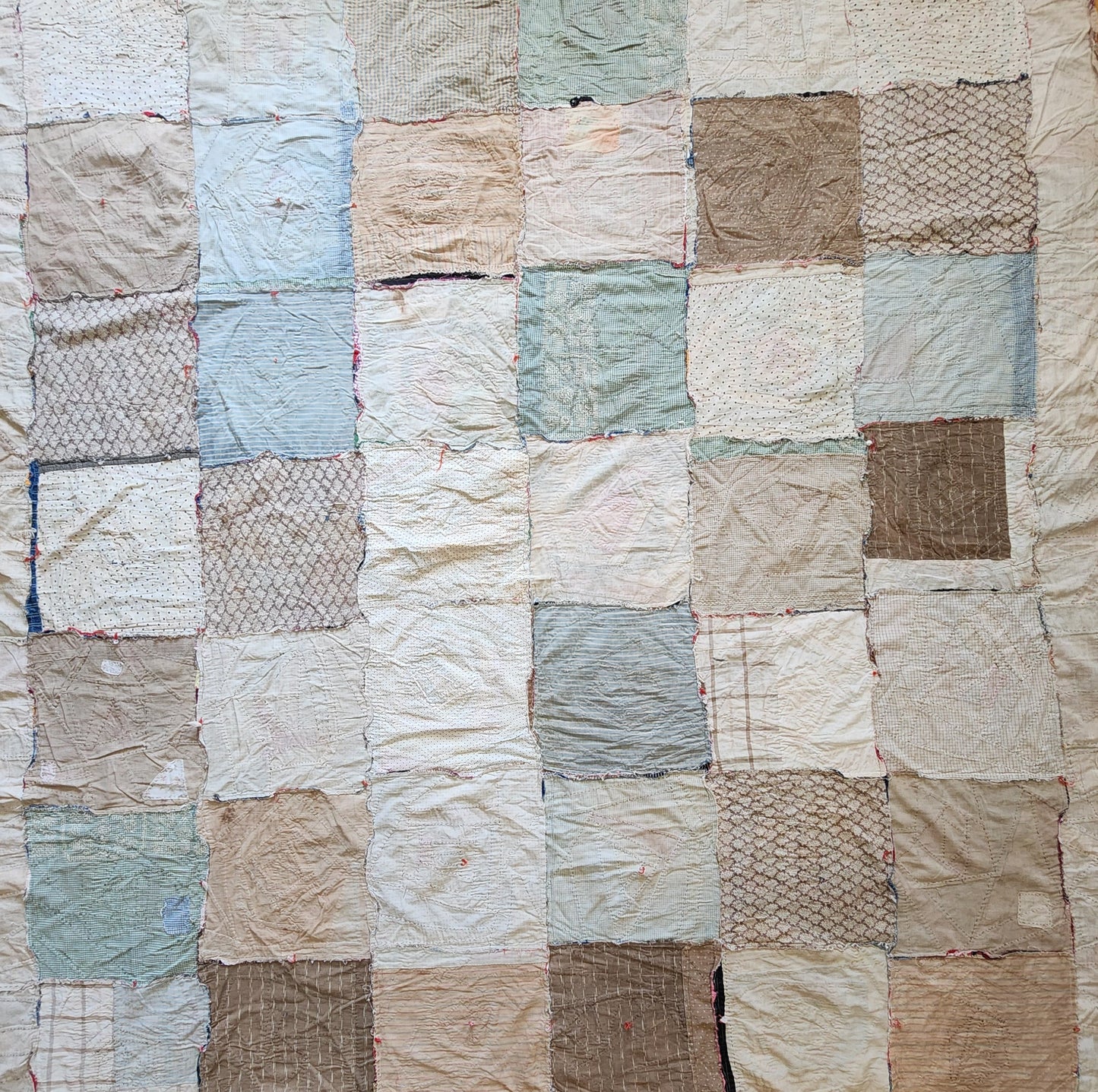 Antique Unfinished Foundation Pieced Quilt Top c1900
