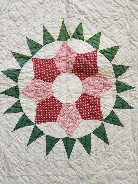 Antique Hex Star Quilt c1860