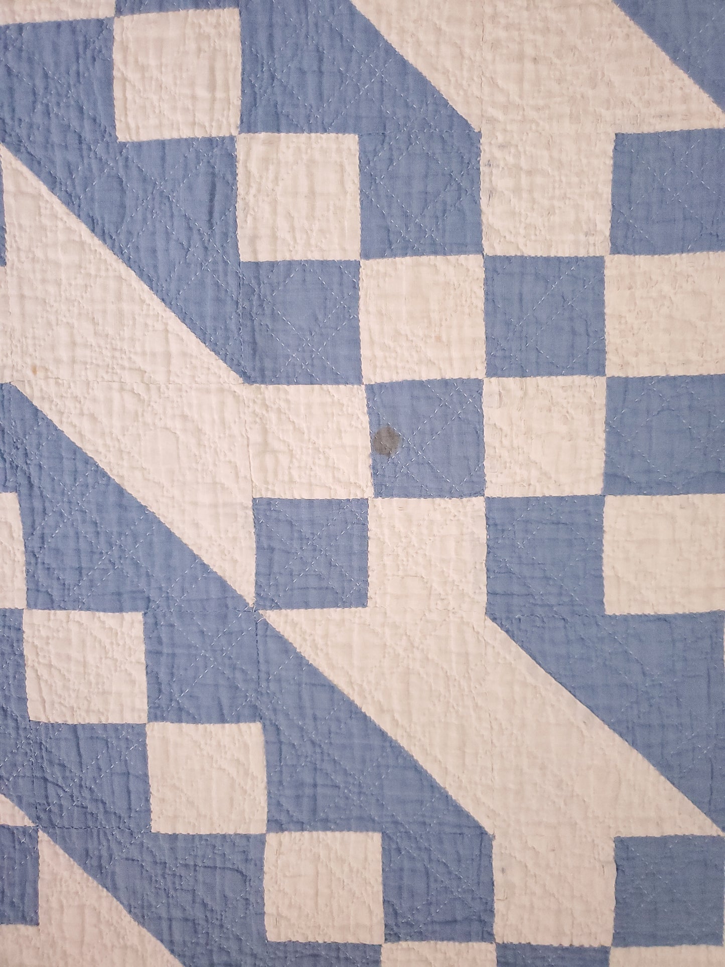 Blue and White Jacob's Ladder Antique Quilt