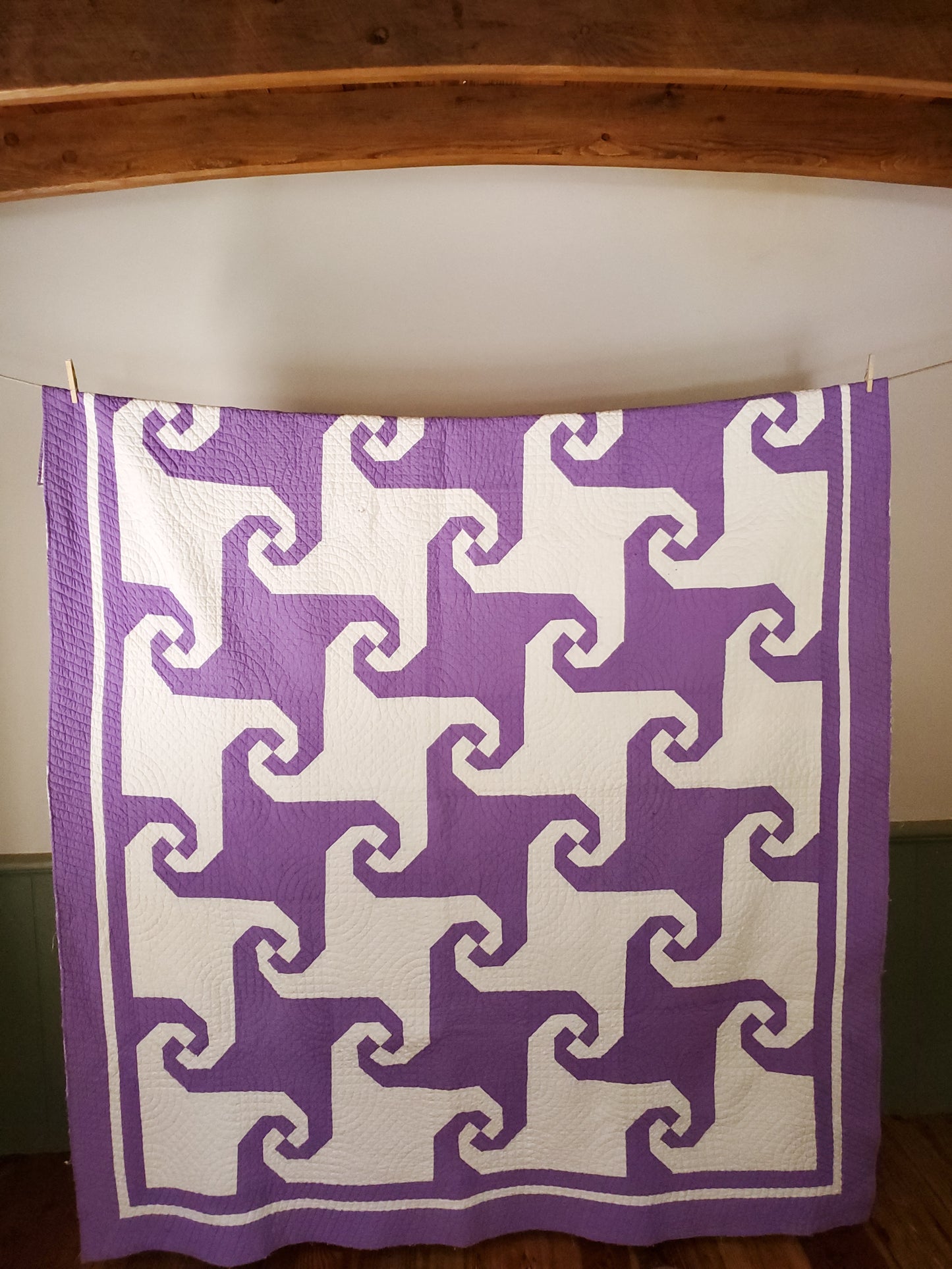 Purple and White Snail Trail Vintage Quilt