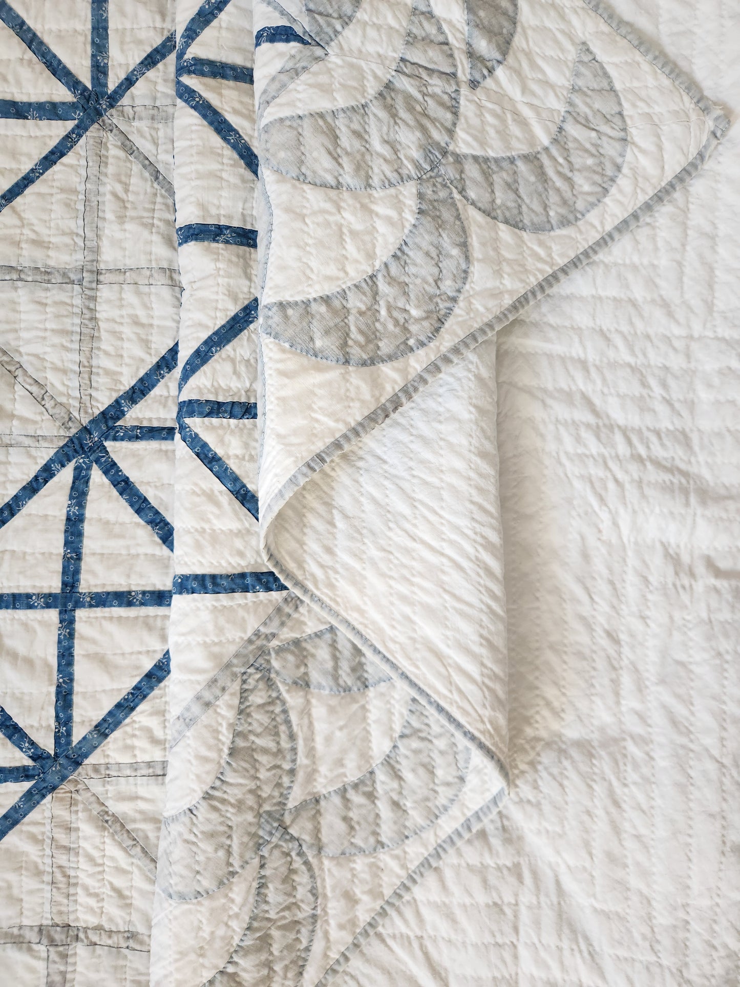 19th Century Blue and White Antique Quilt