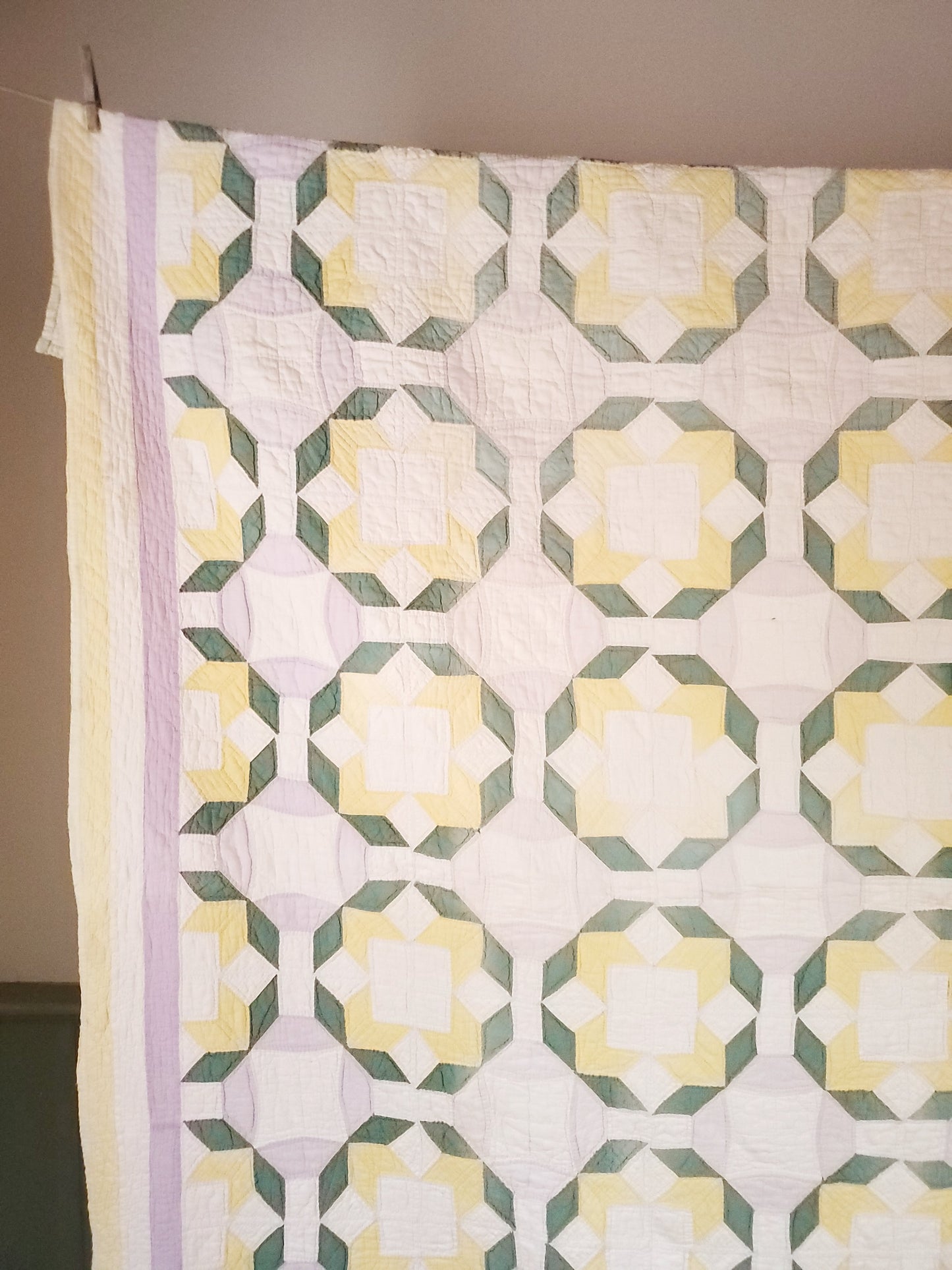 Lavender Yellow Vintage Quilt