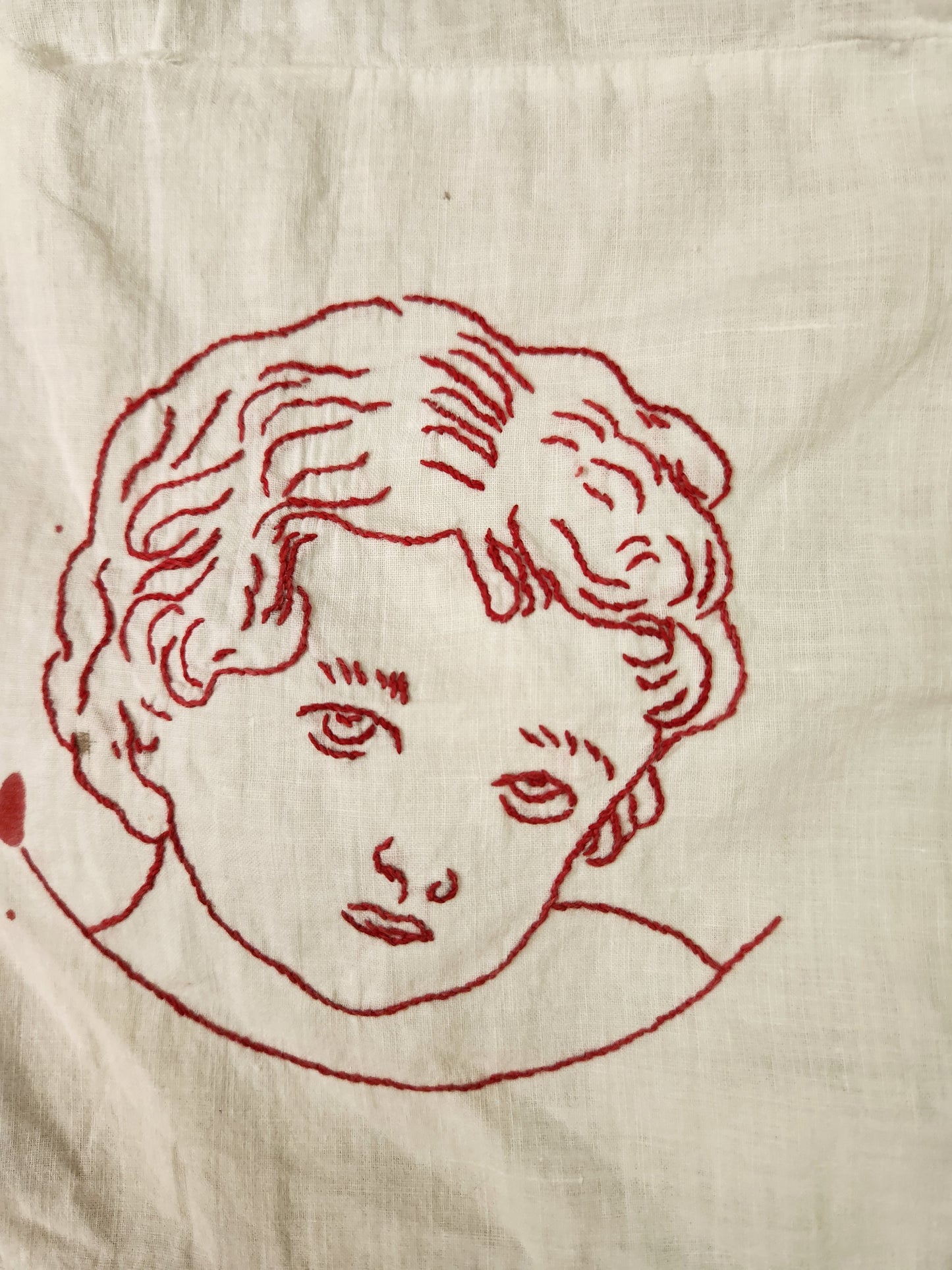Child’s Redwork Quilt Top Coverlet 1917