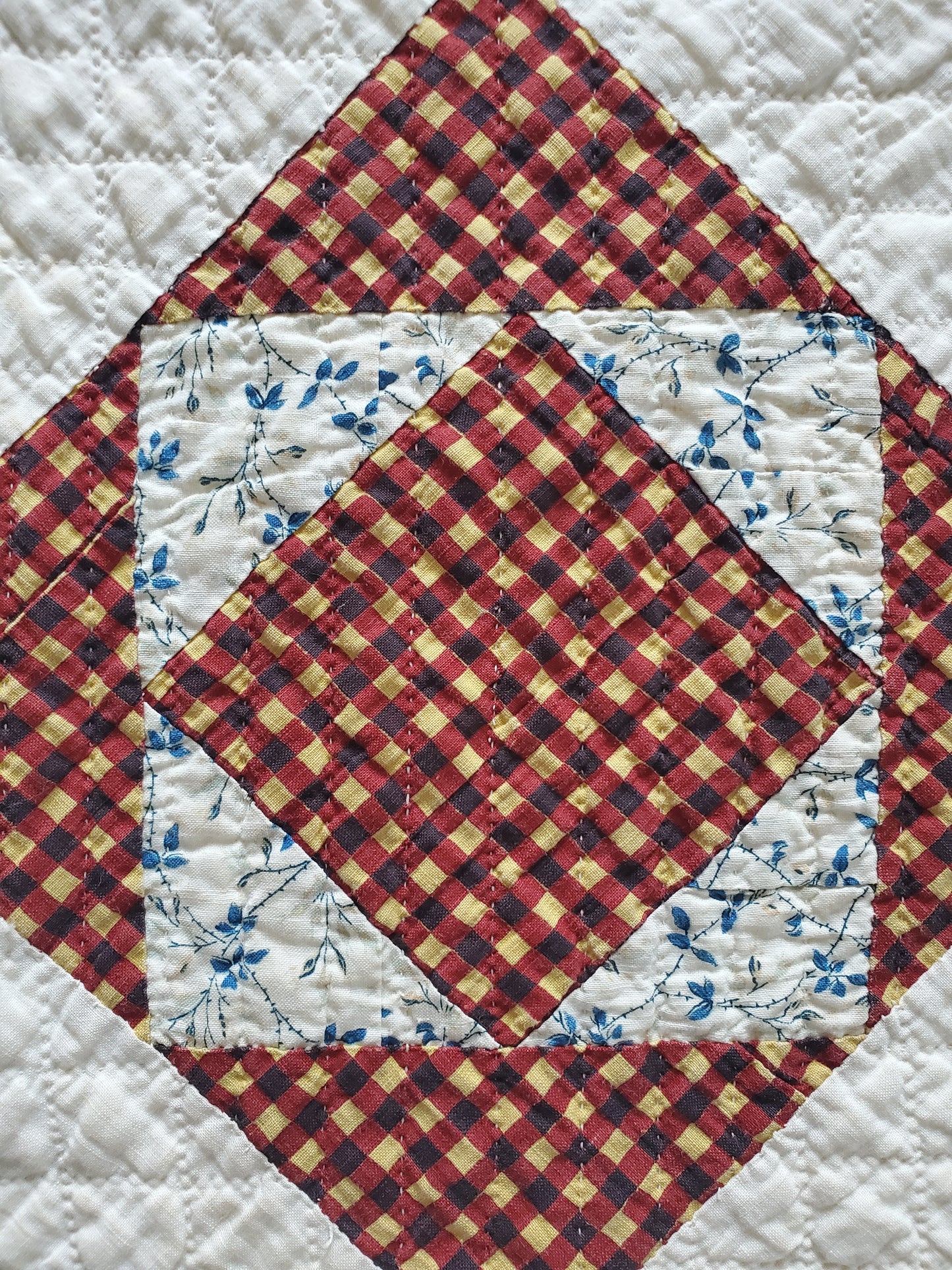 19th Century Square in a Square Antique Quilt