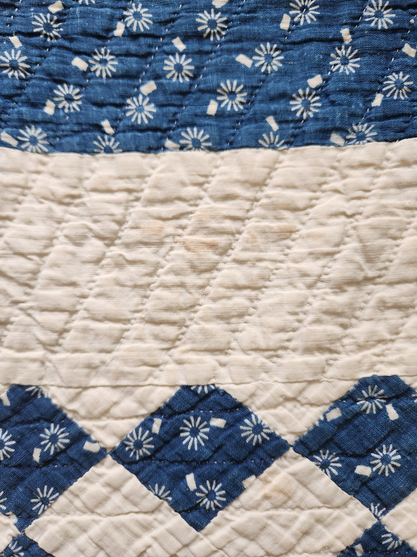 Antique 19th Century Indigo & White Patchwork Quilt