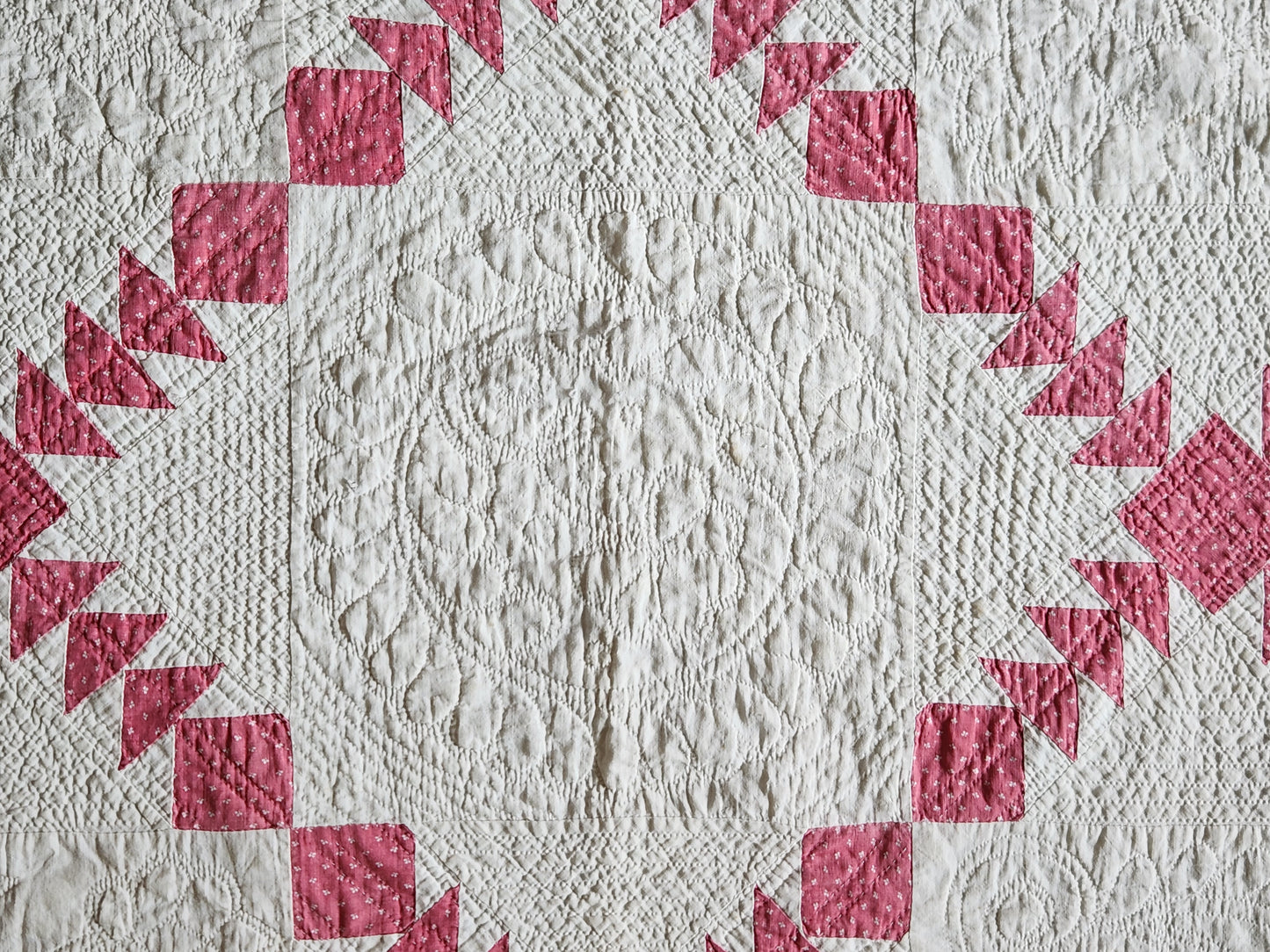 Antique Pink & White Flying Geese Quilt
