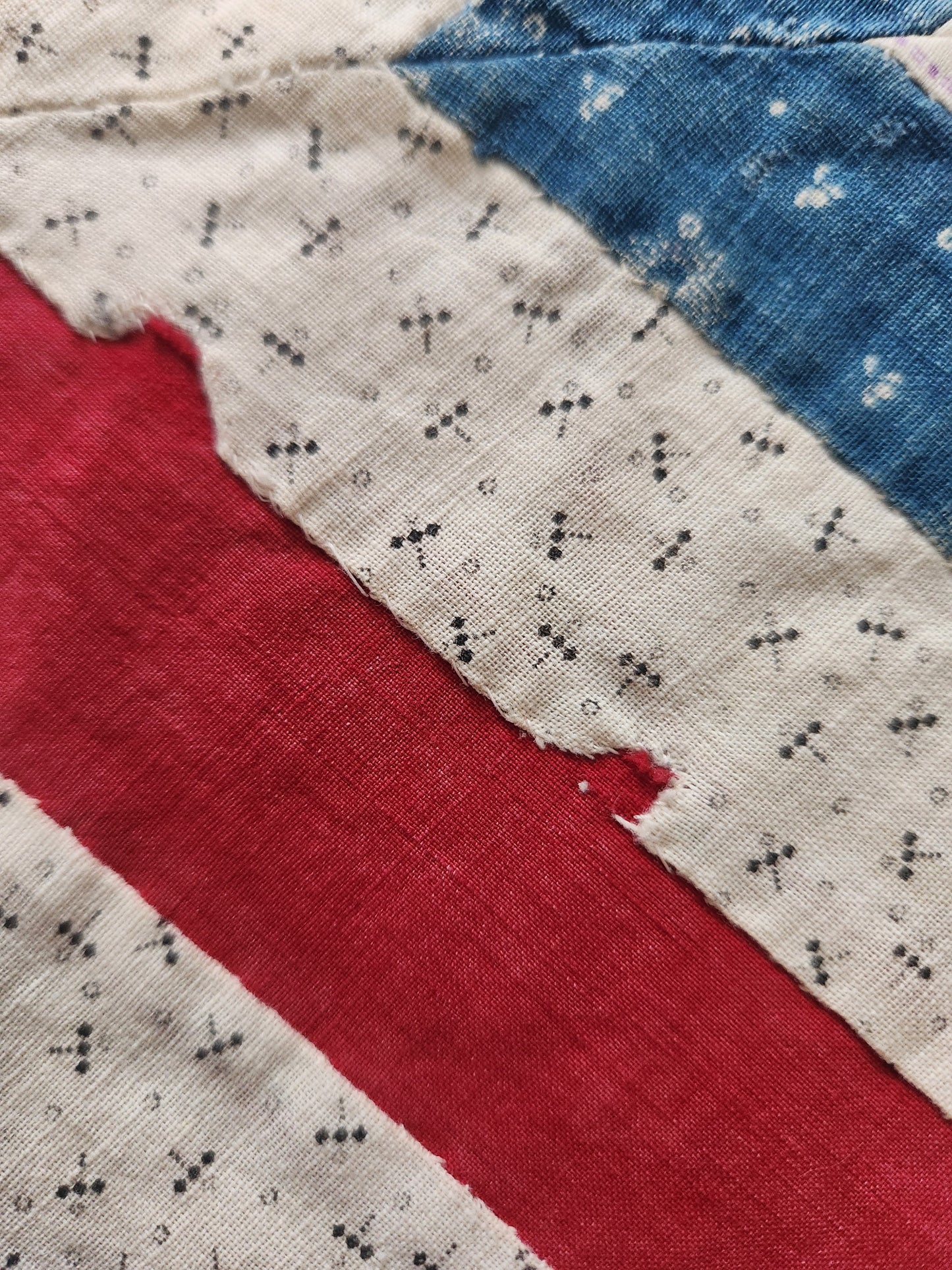 Red White & Blue Patchwork Coverlet c1900
