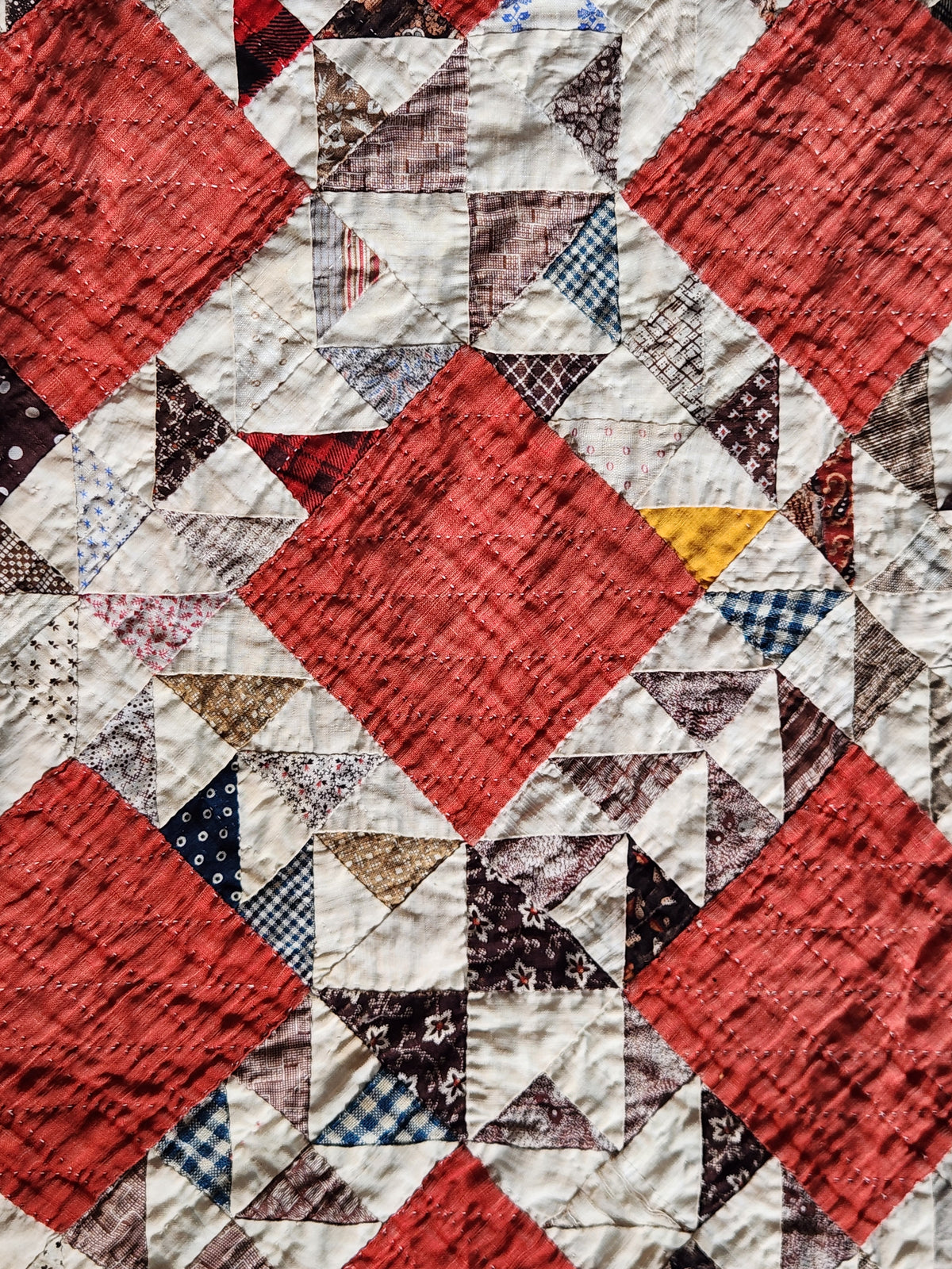Antique Turkey Red Ocean Waves Quilt c1880