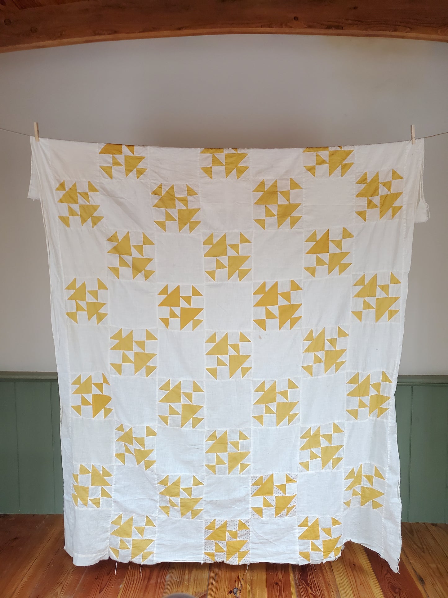 Yellow & White Double X Quilt Top